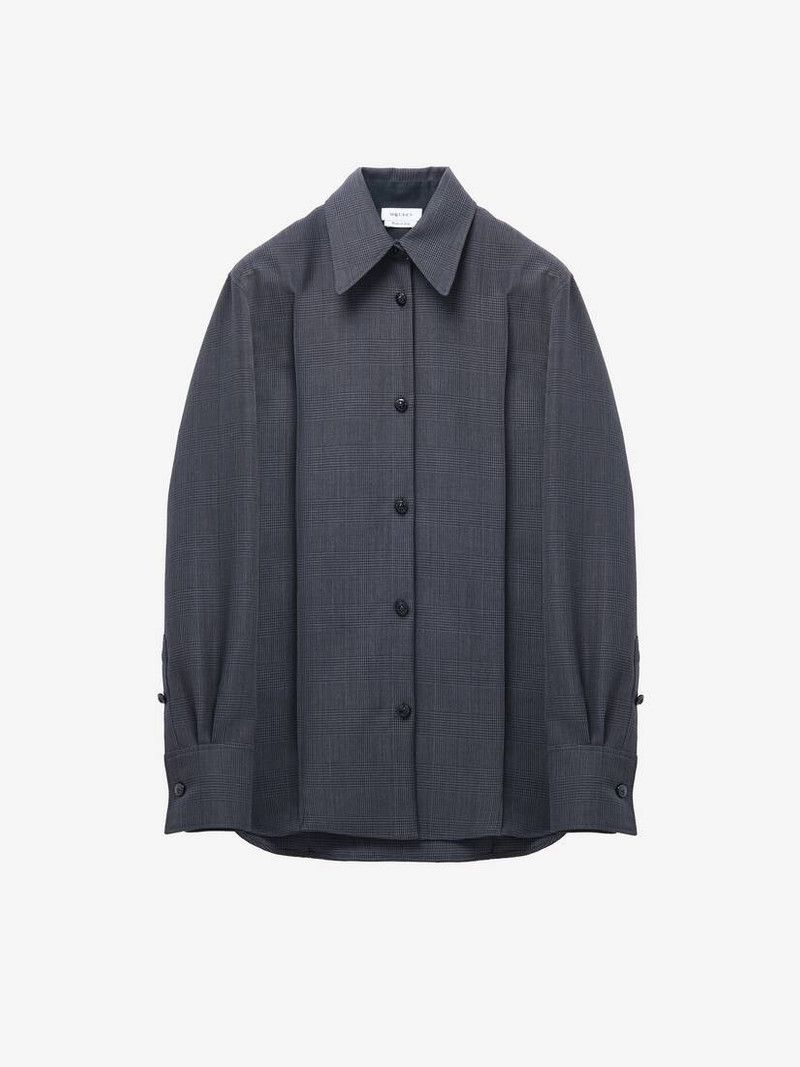 Alexander McQueen o1srvl11e0226 Prince of Wales Shirt In Dark Grey Size L / US 10 / IT 46 - 1 Thumbnail