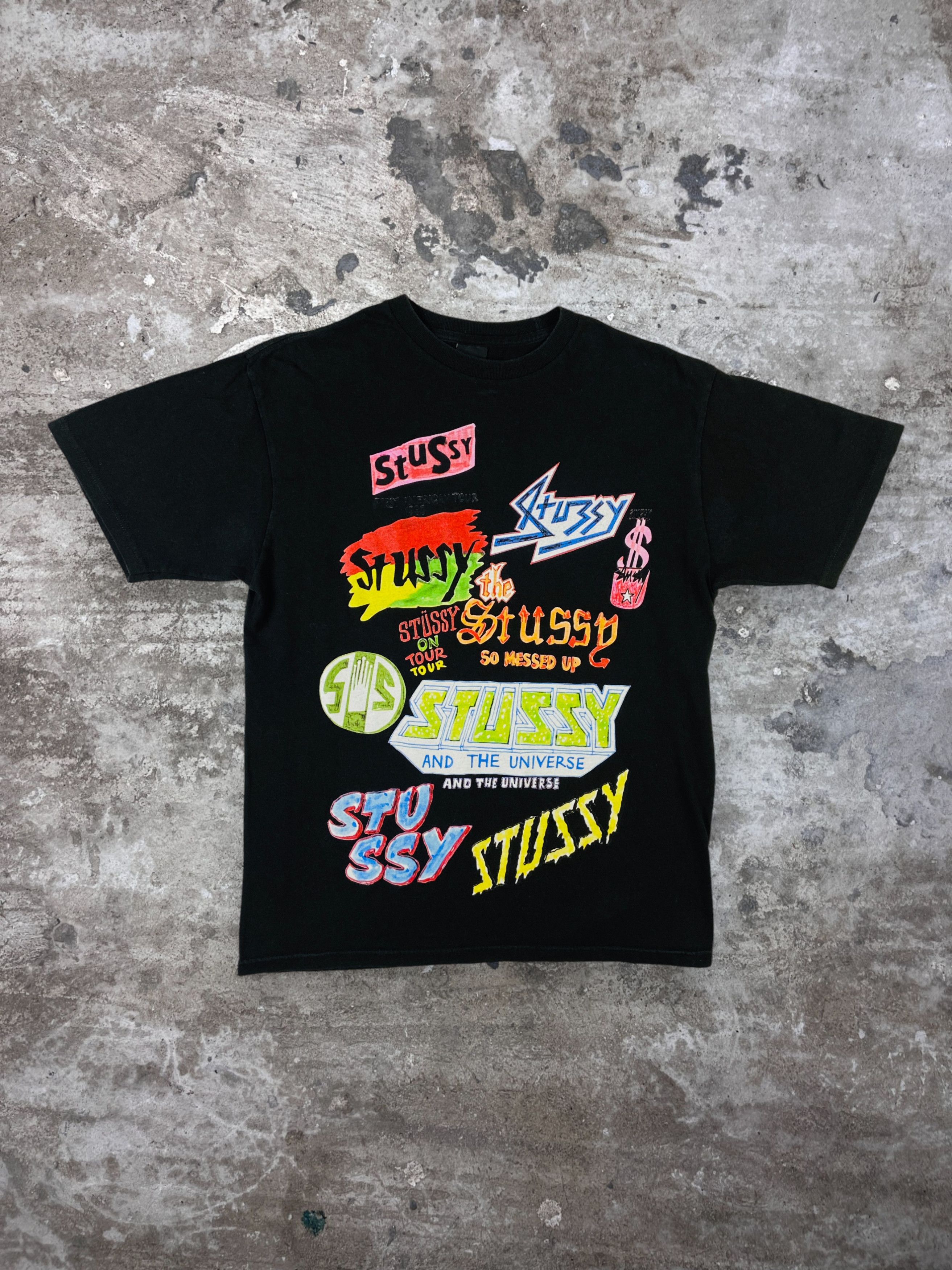 Stussy STUSSY GRAFFITI OVERPRINTED VINTAGE VERY RARE TEE - № 343 Size US M / EU 48-50 / 2 - 1 Thumbnail