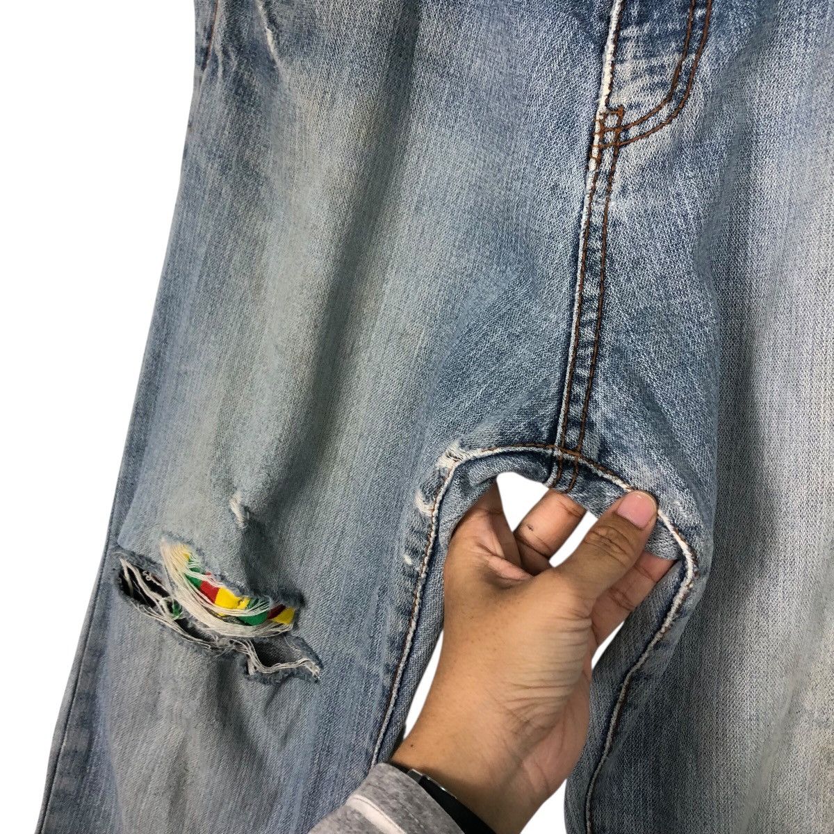 Japanese Brand Hysteric Glamour Distressed Patchwork Denim Size 34" / US 12 / IT 48 - 16 Thumbnail