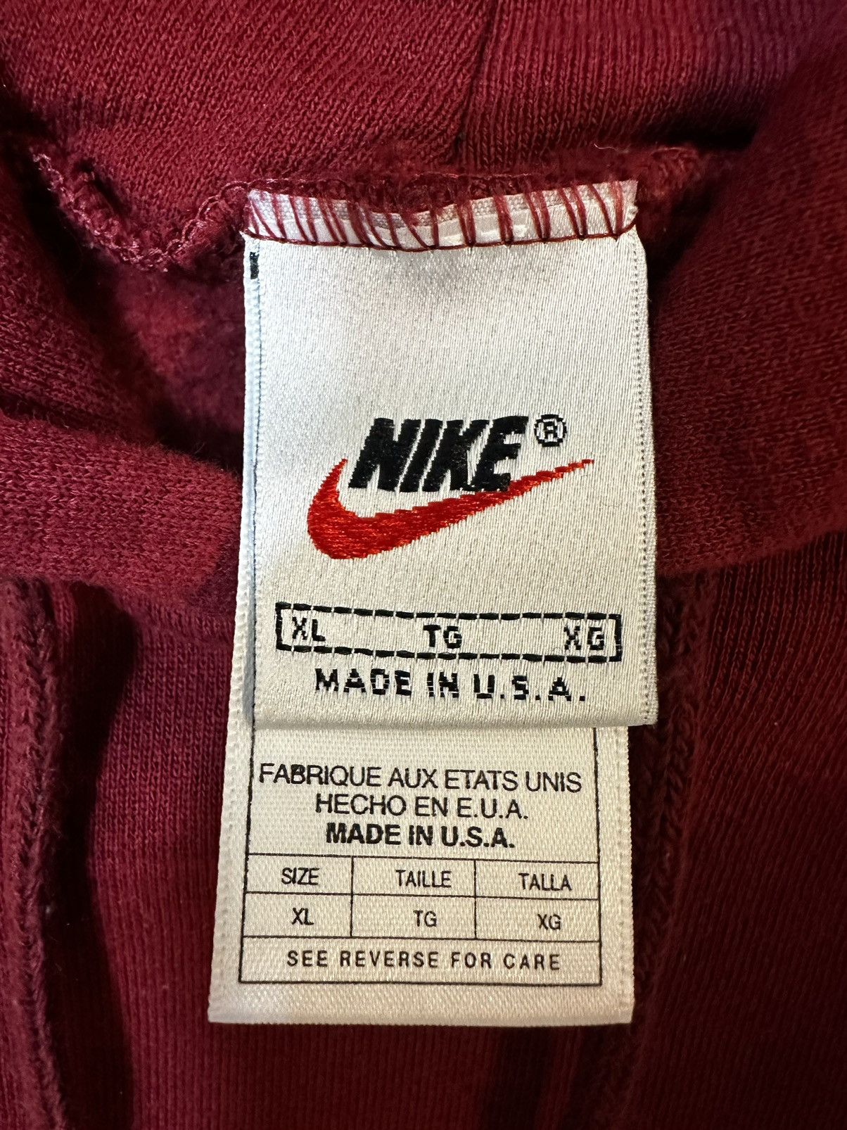 Nike × Streetwear × Vintage Vintage Nike Burgundy Red Swoosh 