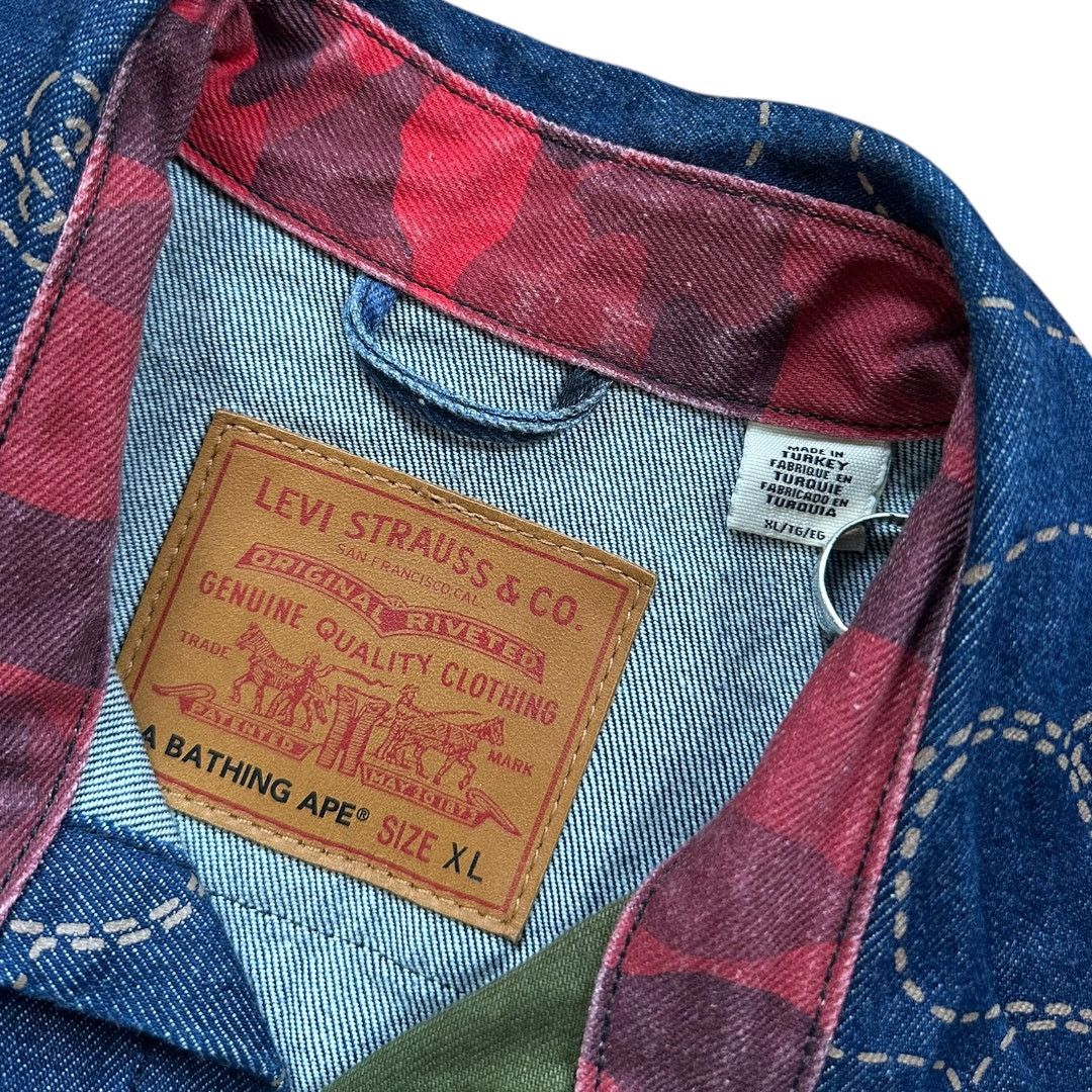 Bape XL Levi's® X Bape Denim Multi Camo Trucker Jacket Size US XL / EU 56 / 4 - 5 Thumbnail