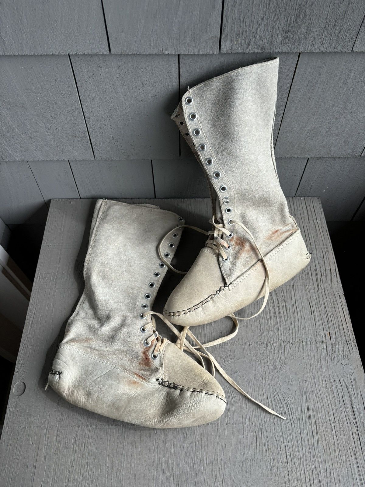Handmade Vintage Suede Mukluk Boot Native American Moccasin Tall Snow Size US 8 / EU 41 - 4 Thumbnail