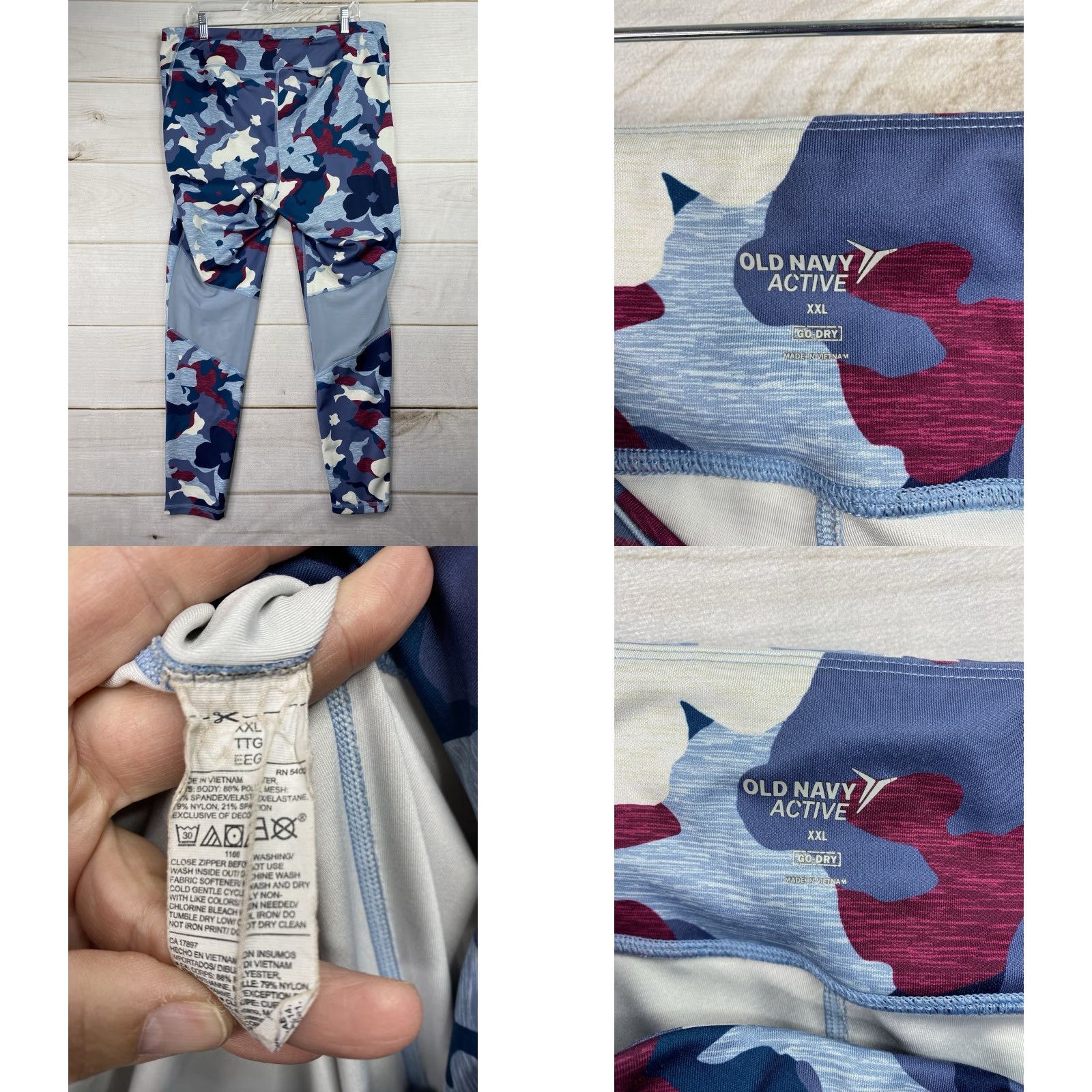 Old Navy Old Navy Womens Leggings XXL Multicolor Camo Floral Go Dry Pockets Pull On Gym Size 40" / US 18 - 8 Thumbnail