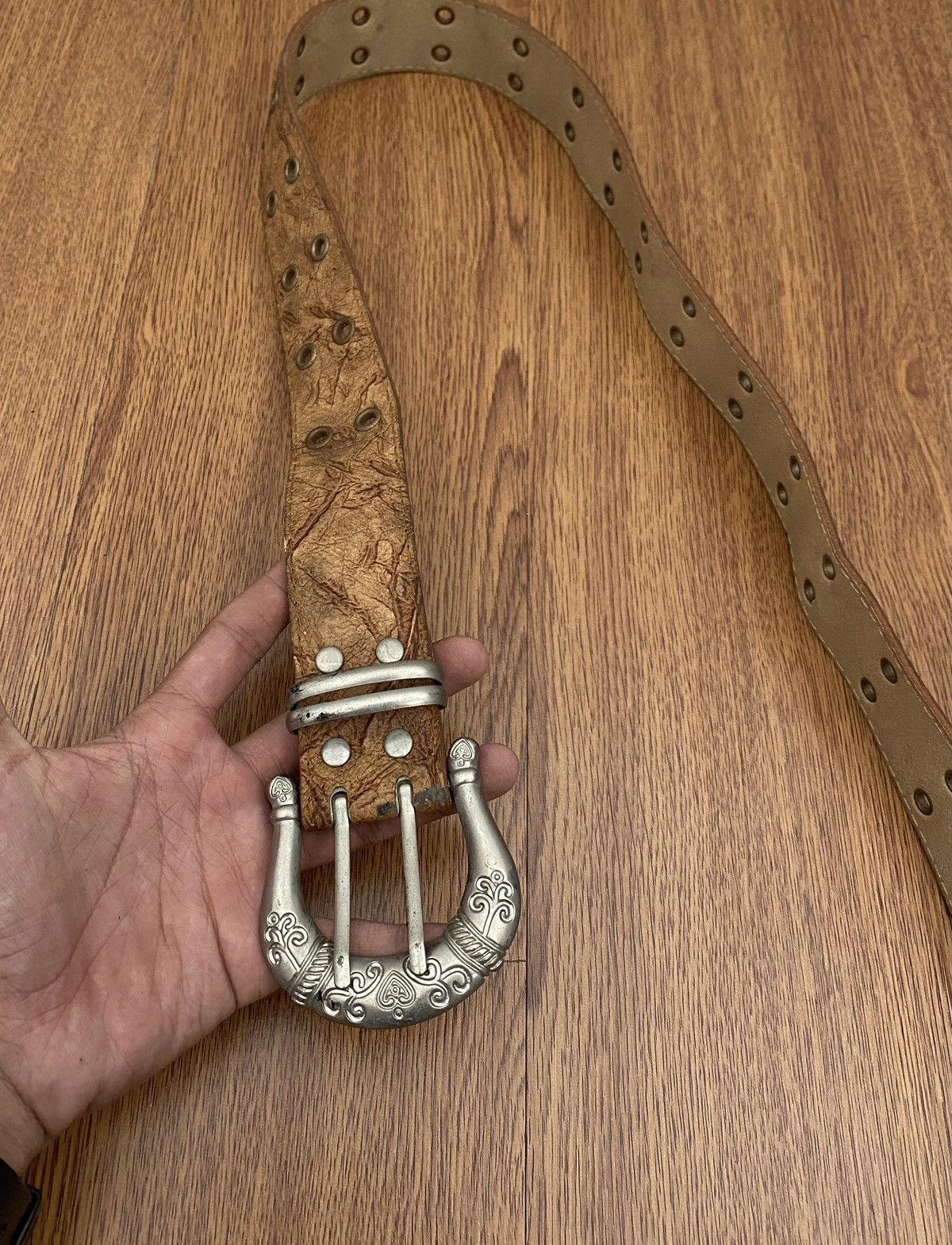 If Six Was Nine × Japanese Brand × Le Grande Bleu (L.G.B.) Wood texture leather belt Size ONE SIZE - 3 Thumbnail