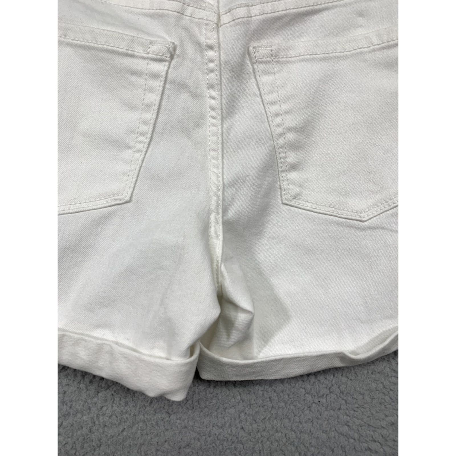 Vintage Isabel Maternity Midi Short White Cuffed 2 Back Pockets Belt Loops NWT Size 4 Denim Cotton Polyester Spandex Women Casual Front Flat Size 27" / US 4 / IT 40 - 7 Thumbnail