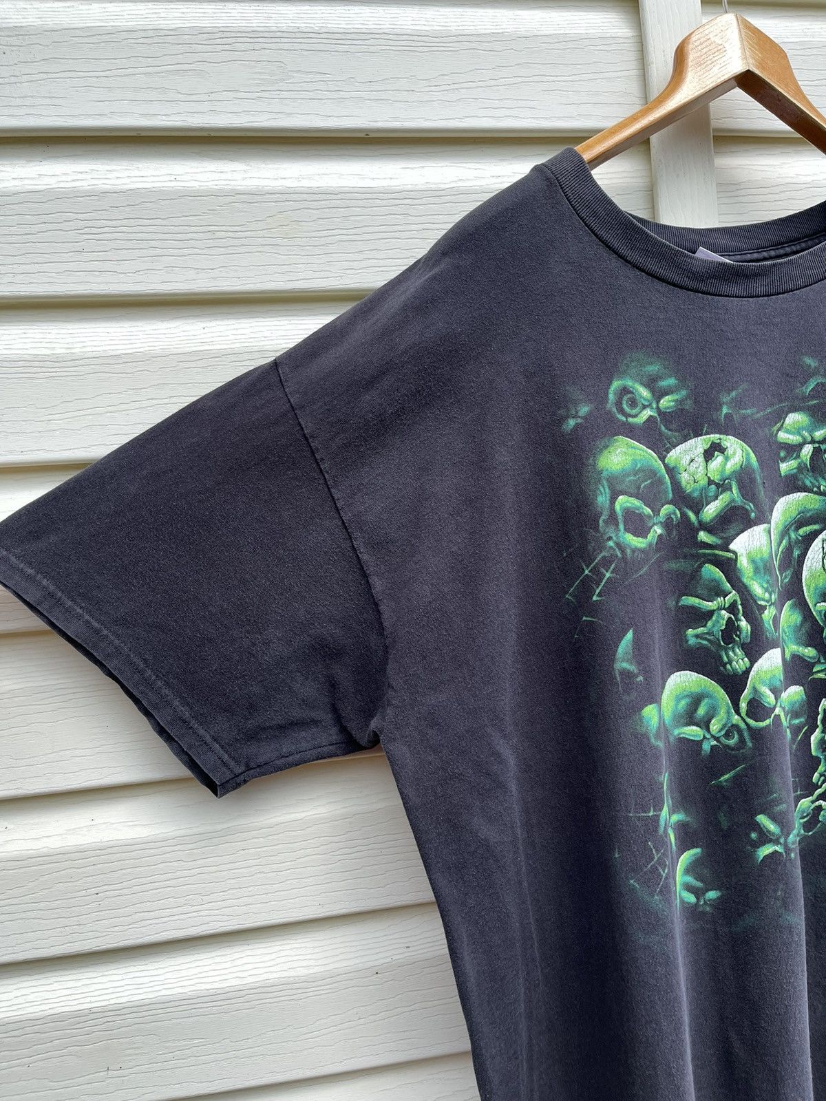 Affliction Vintage 90s SunFaded/Washed Green Skulls Oversized Baggy Tee Size US XXL / EU 58 / 5 - 6 Thumbnail