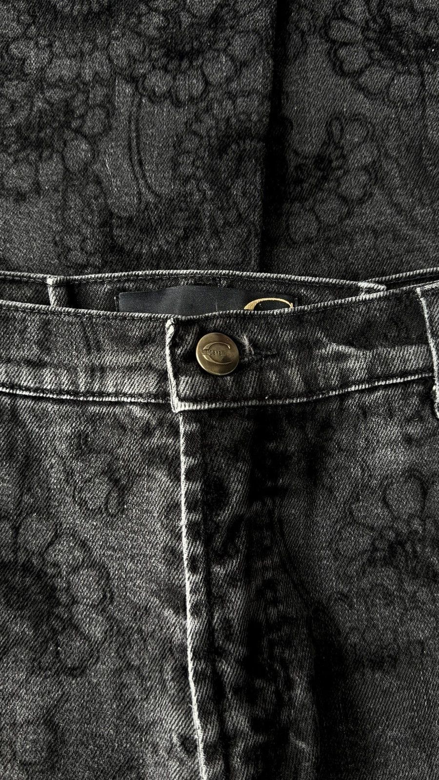Roberto Cavalli Roberto Cavalli 2000s Black Flared Floral Printed Denim Jean Size US 33 - 9 Thumbnail
