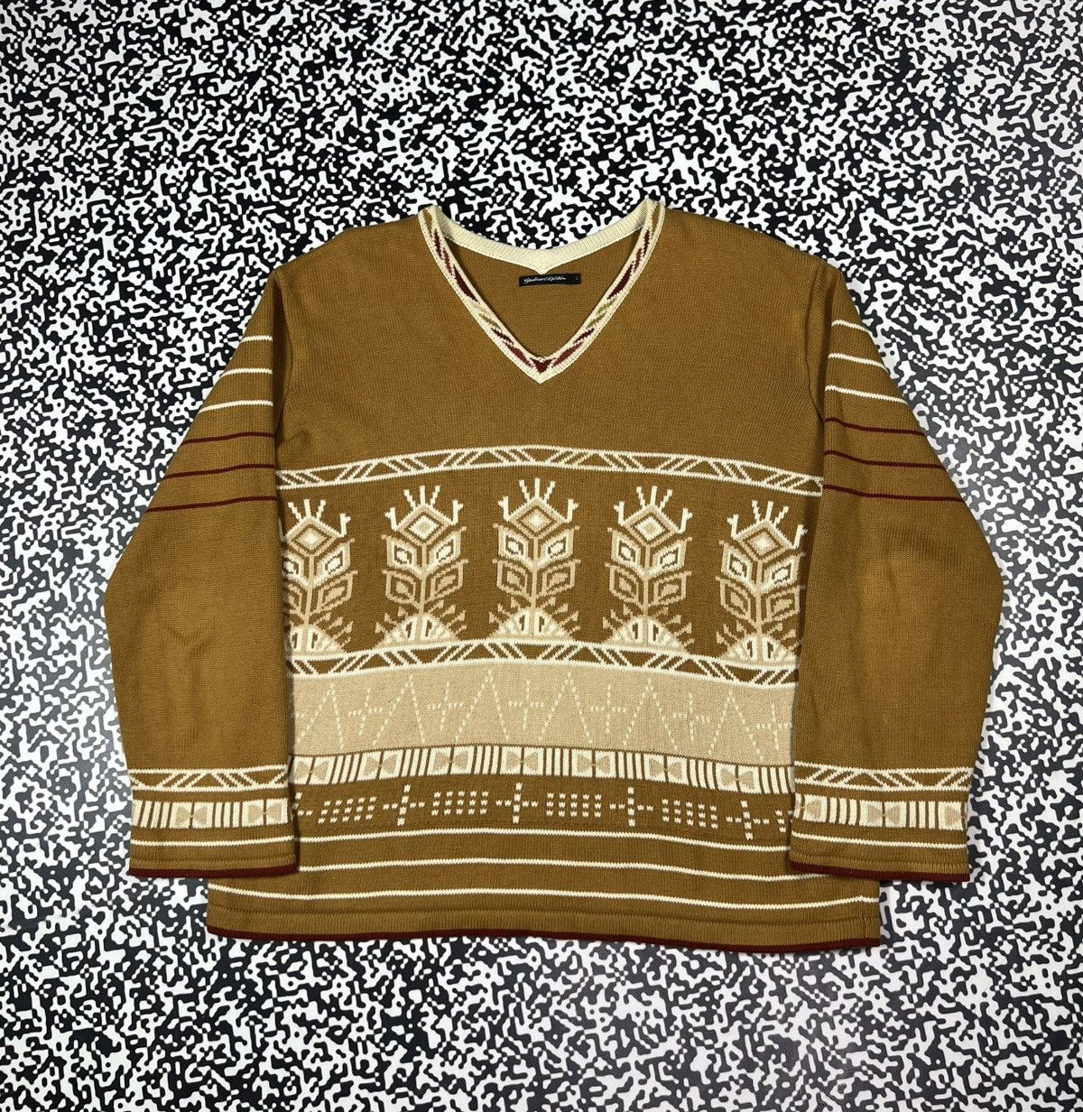 Gudrun Sjoden Vintage Y2K Gudrun Sjoden Retro Aztec Knitted Boxy Sweater Size L / US 10 / IT 46 - 3 Thumbnail