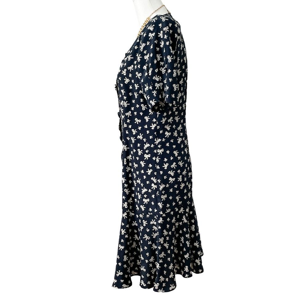 Vintage Leslie Fay Vintage Navy Bow Print Drop Waist Flounce Dress S Size S / US 4 / IT 40 - 4 Thumbnail