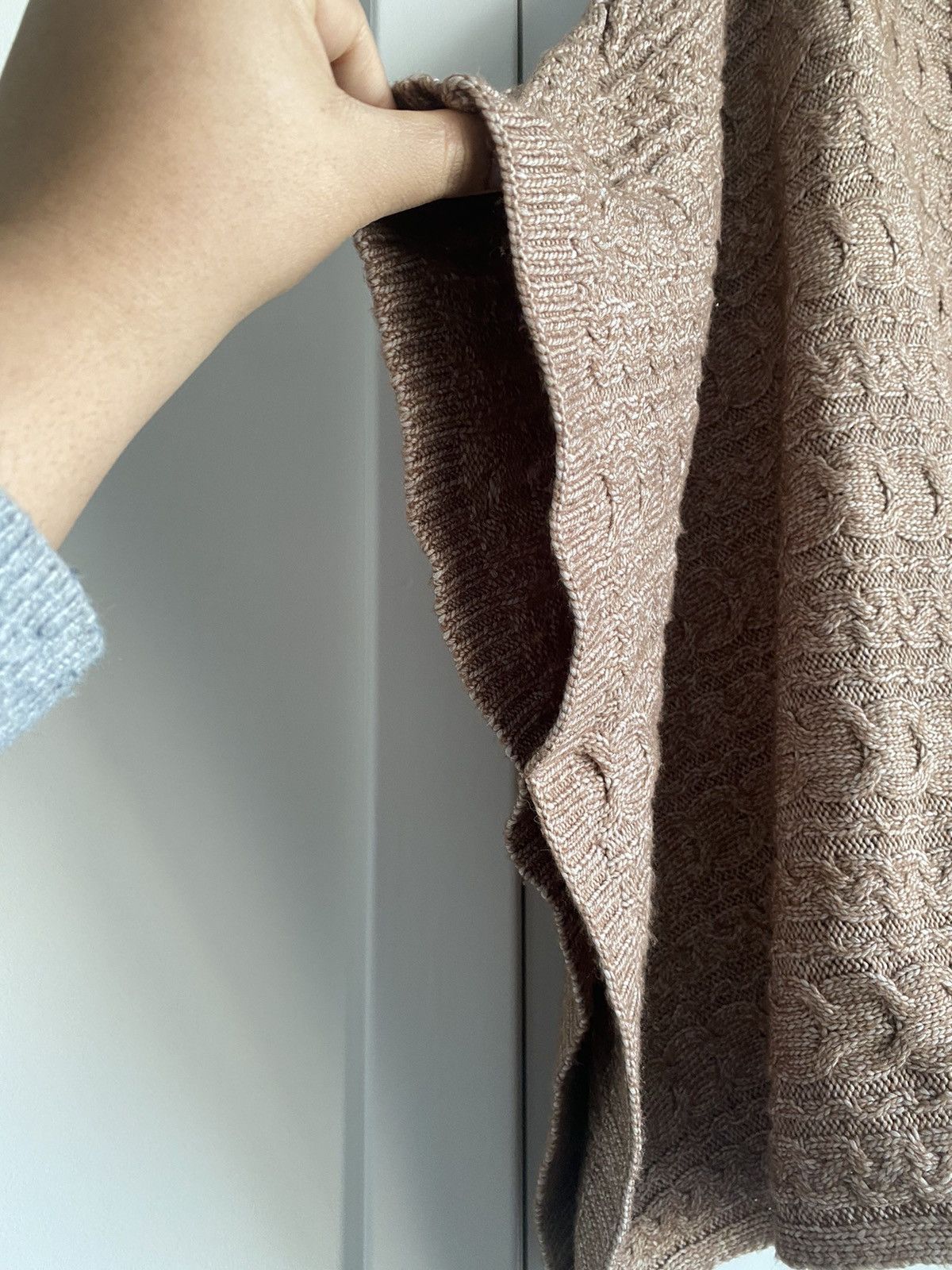 Rachel Zoe Rachel Zoe Women's Tan Cream Knit Turtle Neck Poncho - NWT Size ONE SIZE - 3 Thumbnail