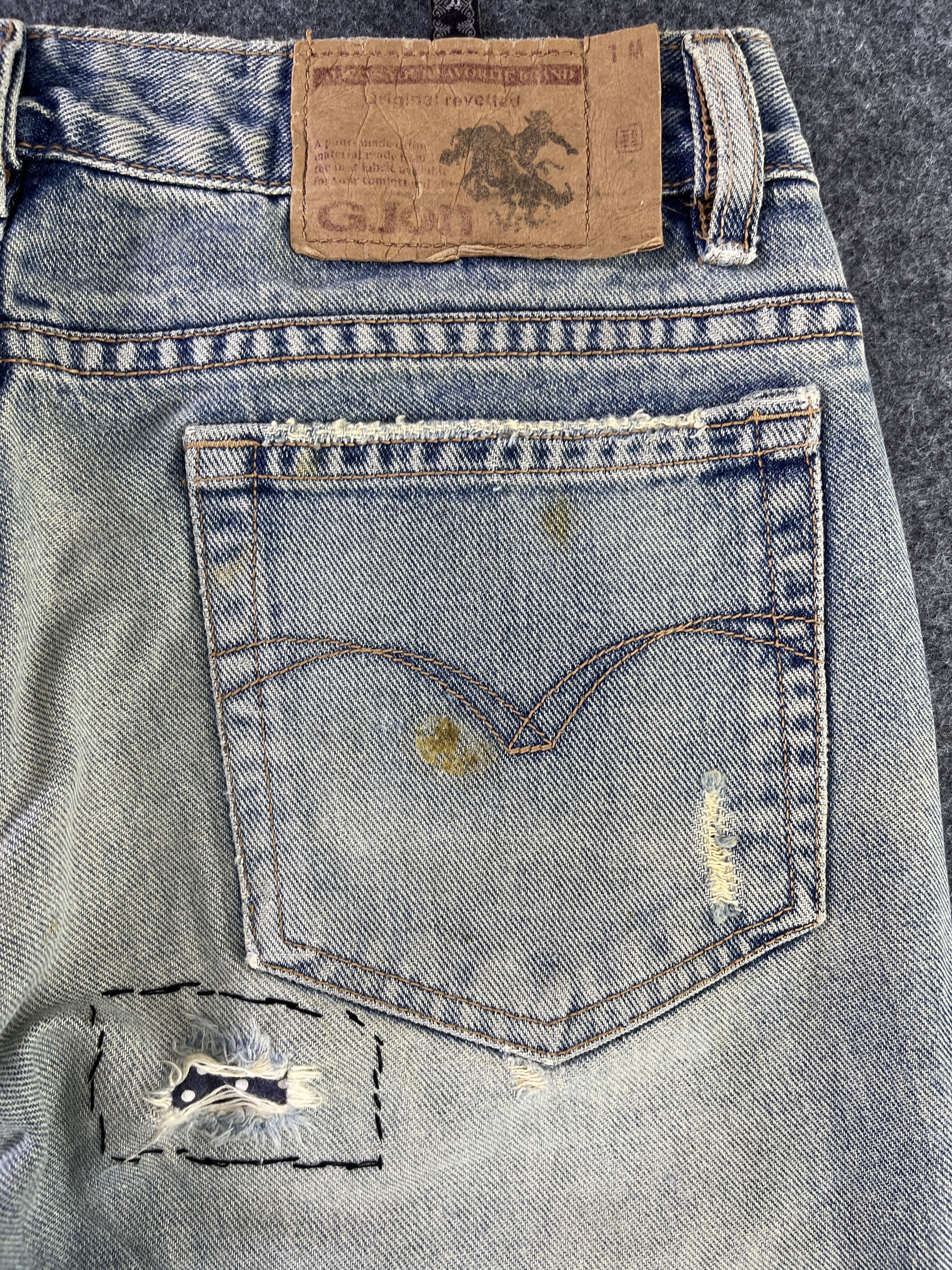 Japanese Brand G Jon Distressed Jeans Flare Denim - J945 Size 29" - 5 Thumbnail