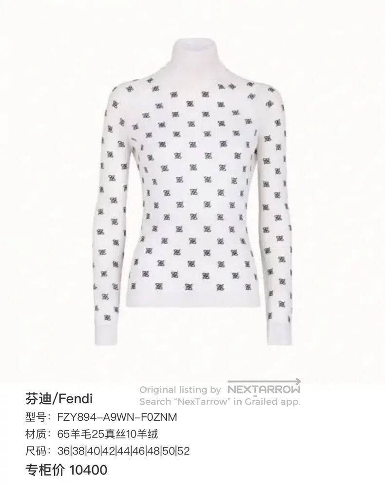 Fendi Fendi Monogrammed Wool Knit High-neck Sweater Size XS / US 0-2 / IT 36-38 - 6 Thumbnail