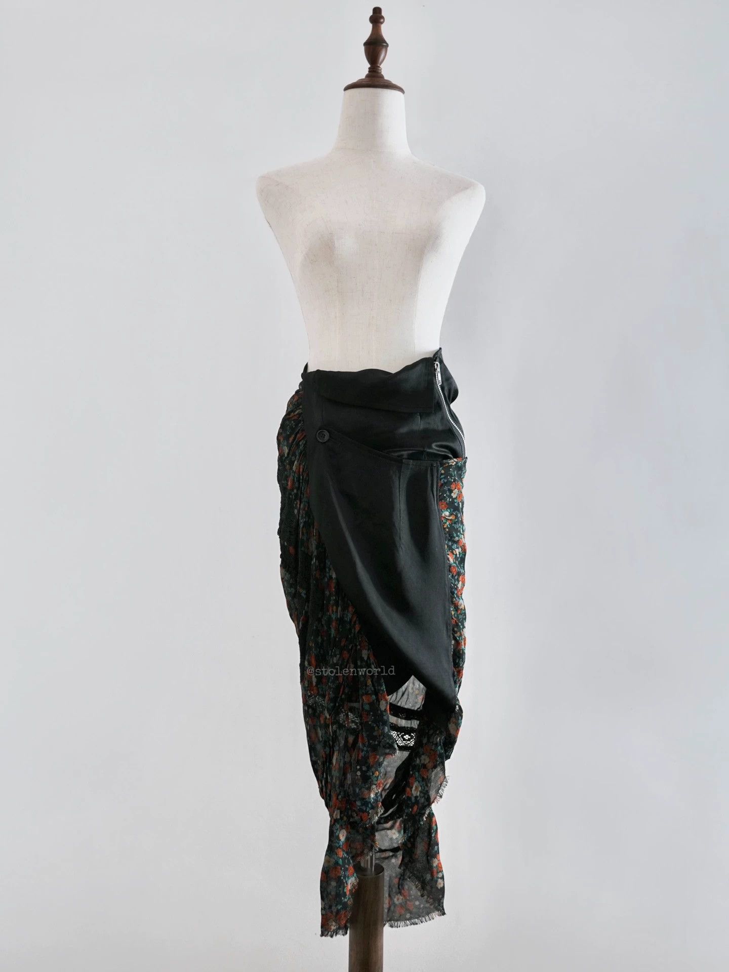 Junya Watanabe Junya Watanabe 07AW Silk Floral Irregular Skirt S Size 26" / US 2 / IT 38 - 8 Thumbnail