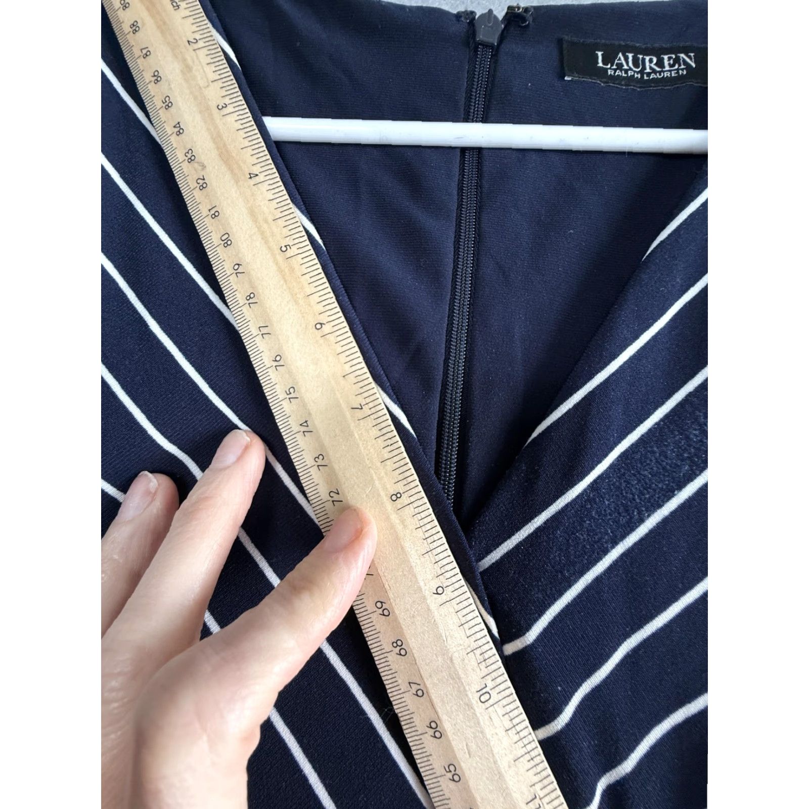 Ralph Lauren Lauren Ralph Lauren Dress Womens 10 Blue Stripe Maxi Jersey Faux Wrap V Neck Size L / US 10 / IT 46 - 4 Thumbnail