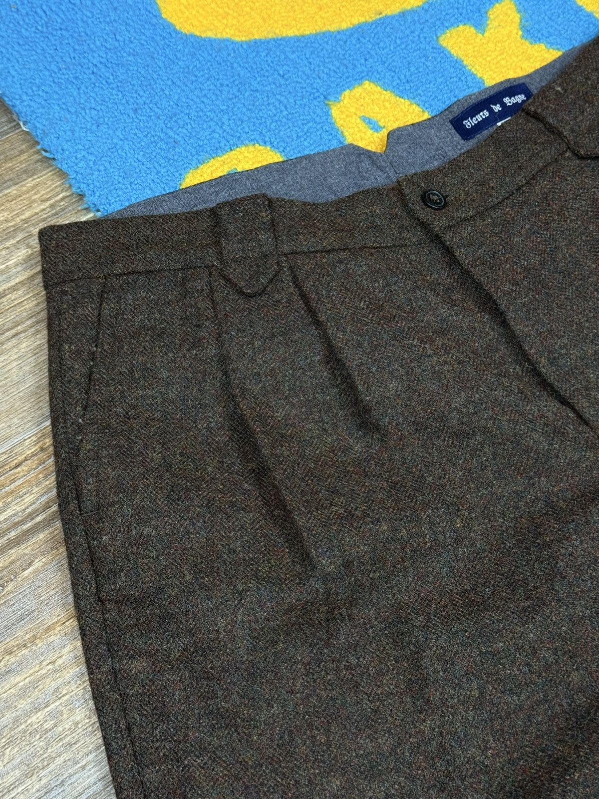 Fleurs de Bagne Wool Tweed Brown Trousers Pant