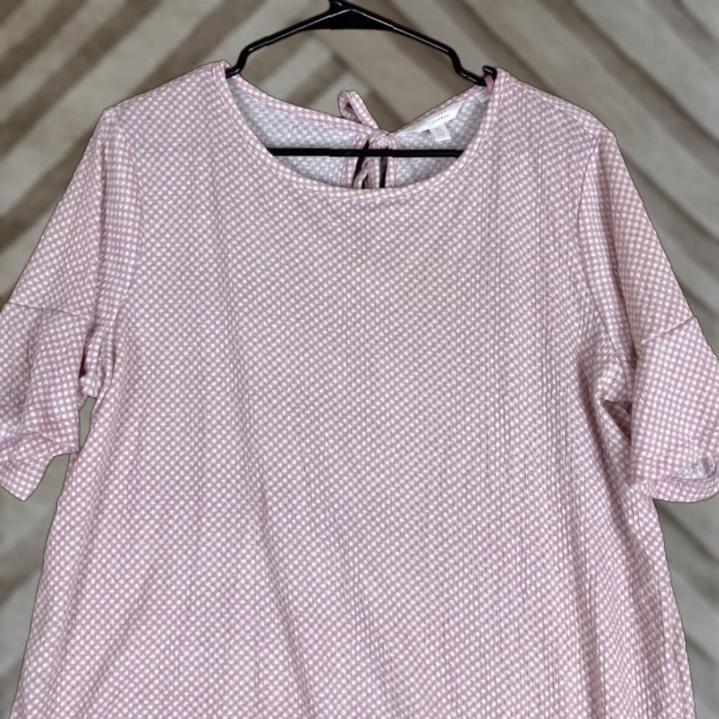 Vintage LC Lauren Conrad Blouse Womens Afterglow Gingham Key Hole Back Tie Stretch XL Size XL / US 12-14 / IT 48-50 - 1 Thumbnail