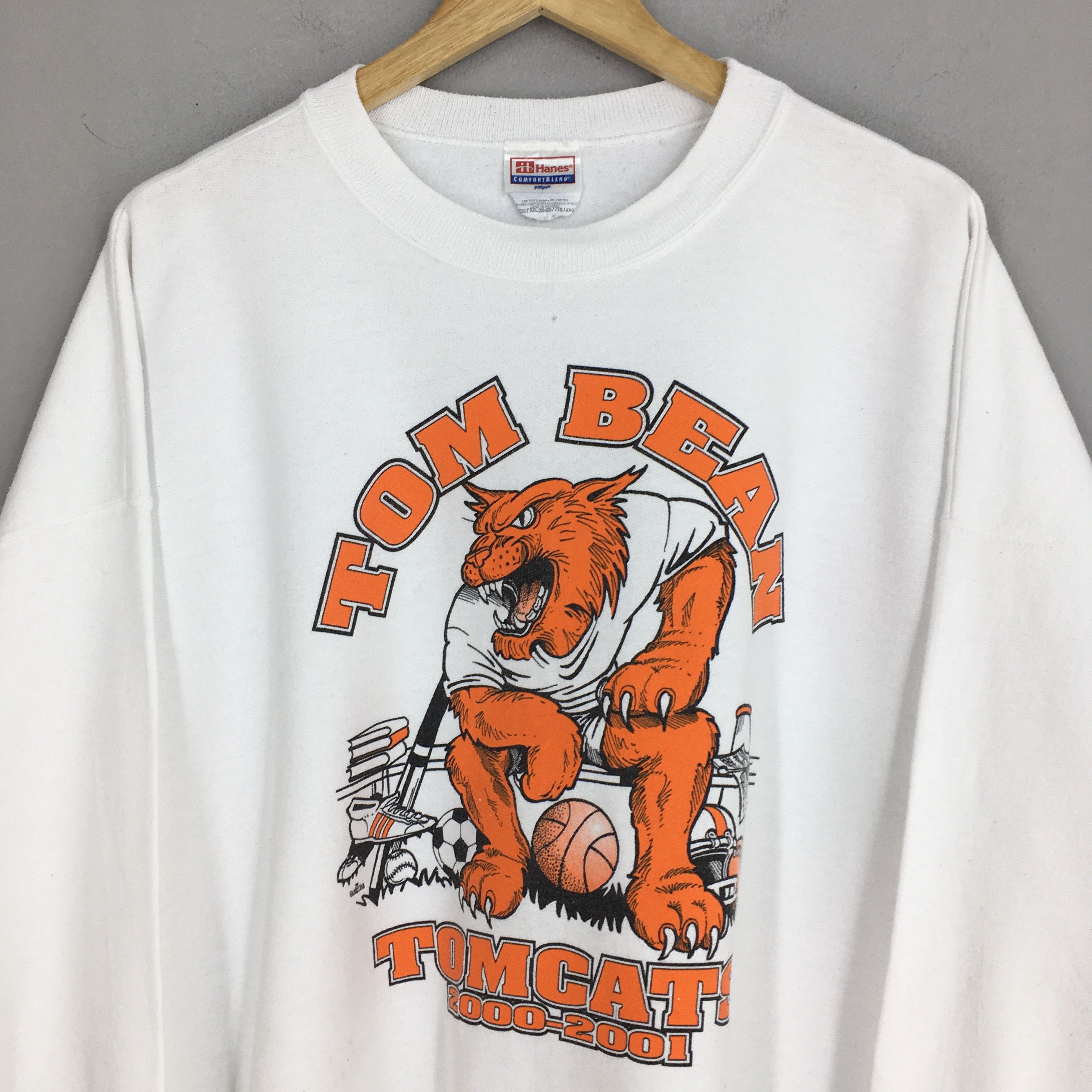 Vintage Vintage Y2K Tom Bean Tom Cat White Sweatshirt XXLarge Size US XXL / EU 58 / 5 - 2 Thumbnail