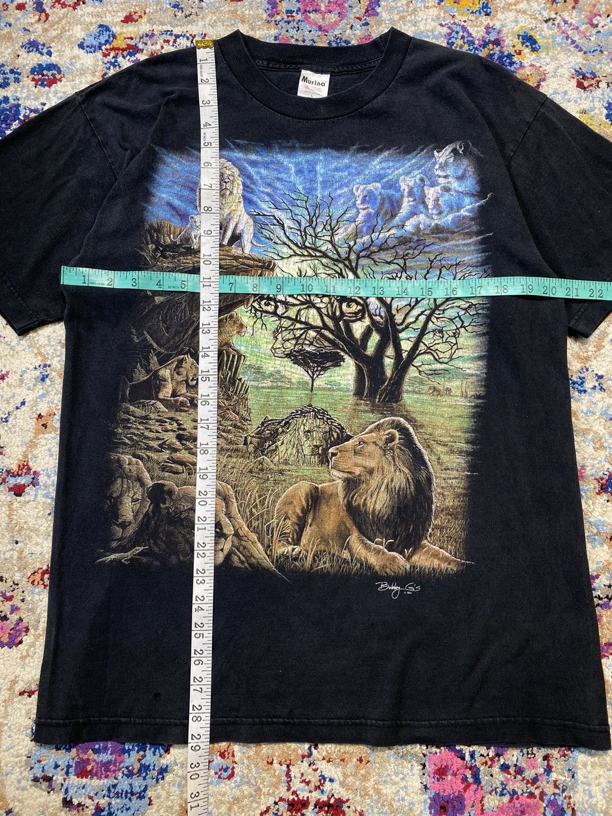 Vintage 1997 Bobby G Lion Savannah Safari Psychedelic T Shirt Size US L / EU 52-54 / 3 - 12 Thumbnail