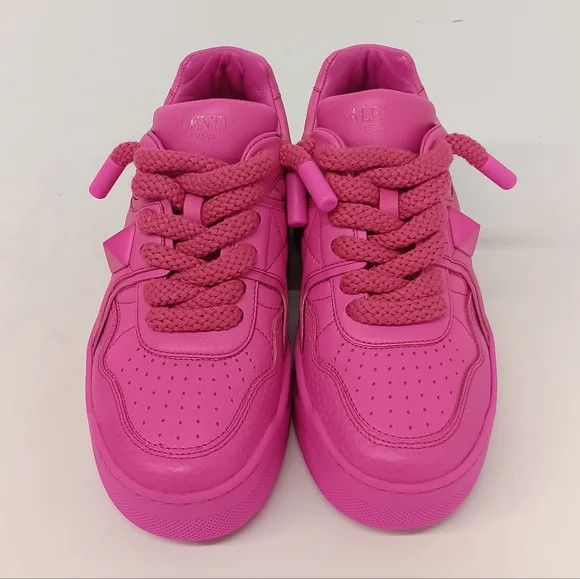 Valentino Valentino One Stud XL Fuchsia Leather Sneakers -EU37.5/US7.5 Size US 7.5 / IT 37.5 - 3 Thumbnail