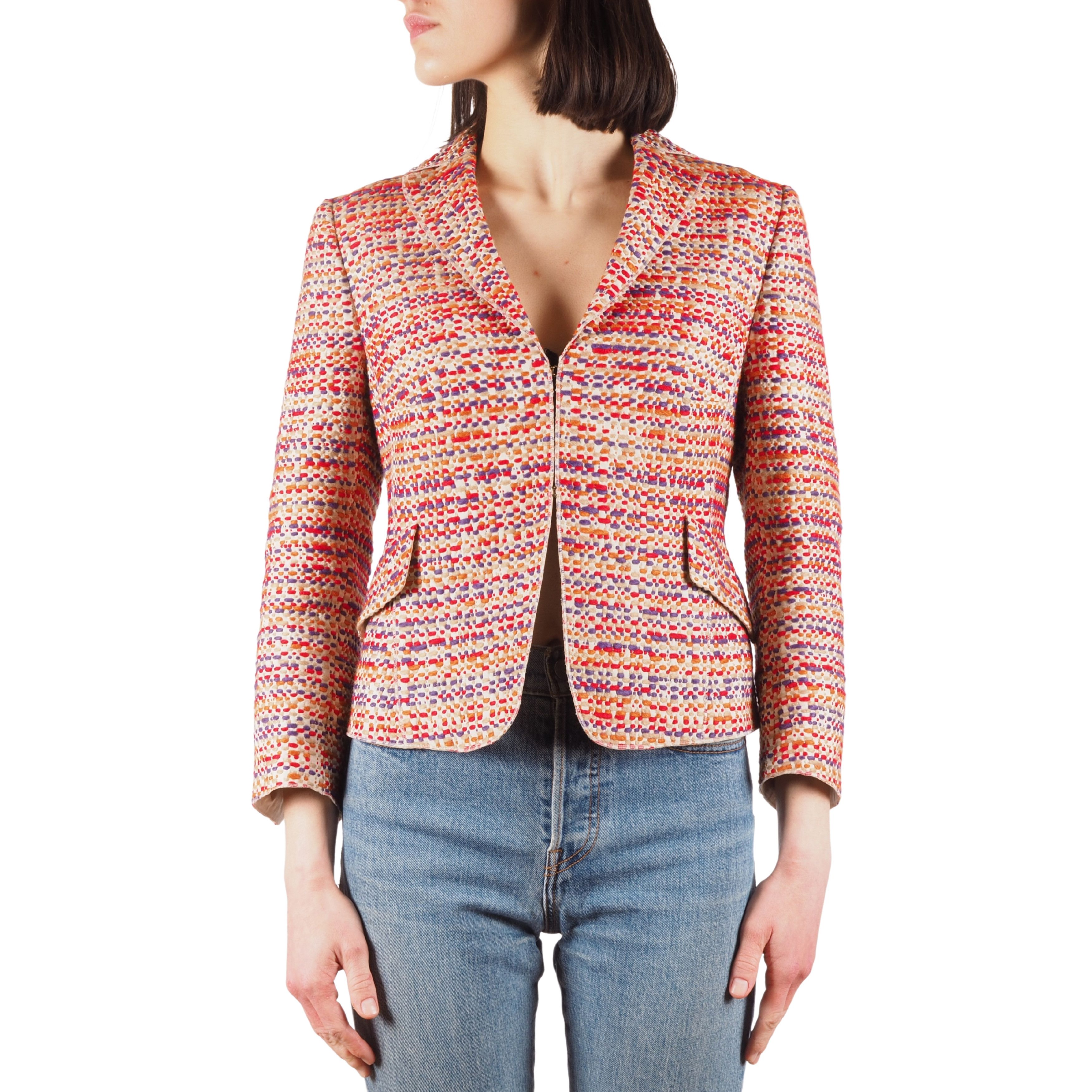 Akris Akris Multicolor Boucle Cropped Designer Blazer Jacket Size M / US 6-8 / IT 42-44 - 1 Thumbnail