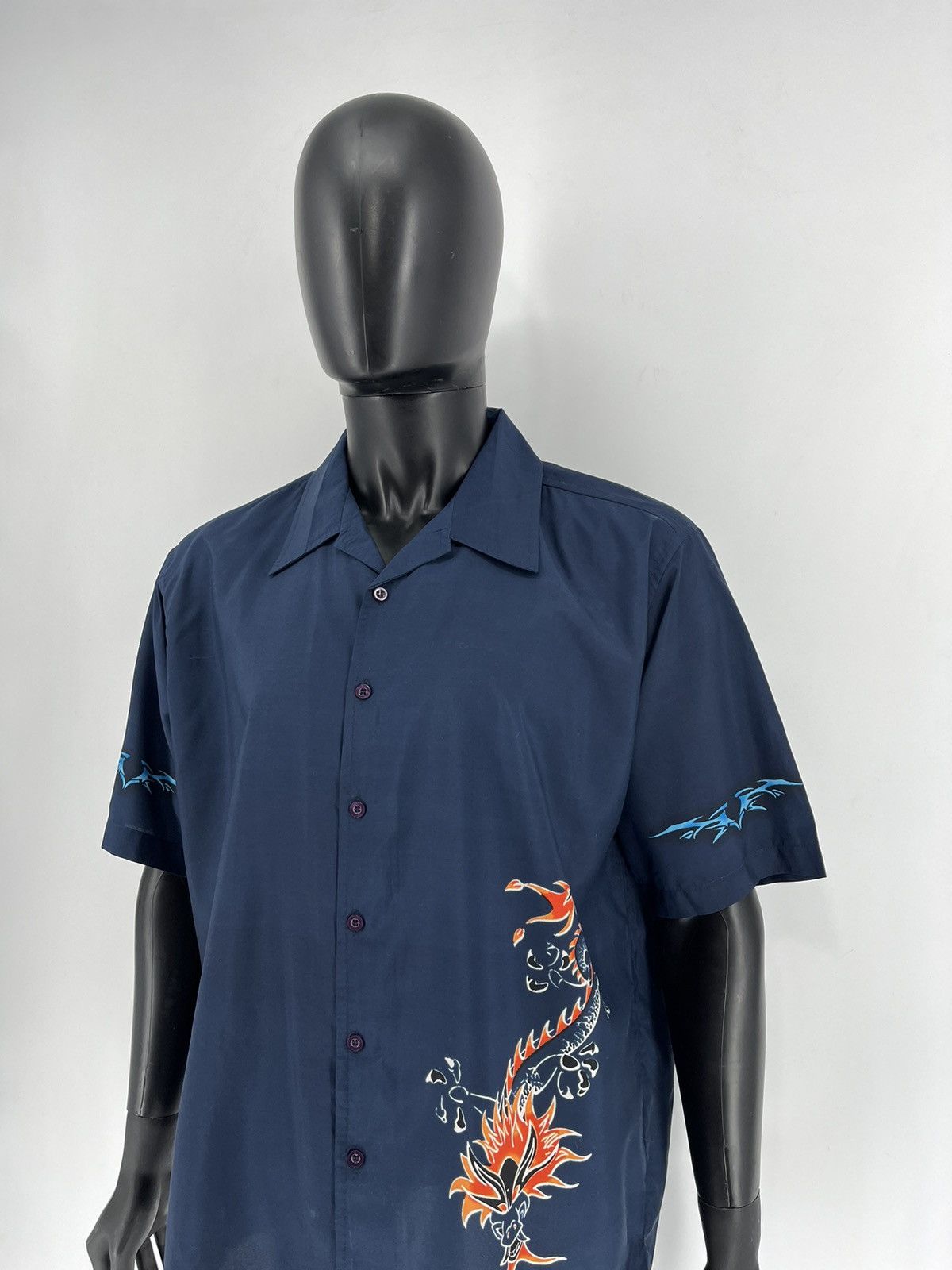 Other Vintage 90s Japanese Dragon Crazy Hawaiian Shirt Size US XL / EU 56 / 4 - 4 Thumbnail