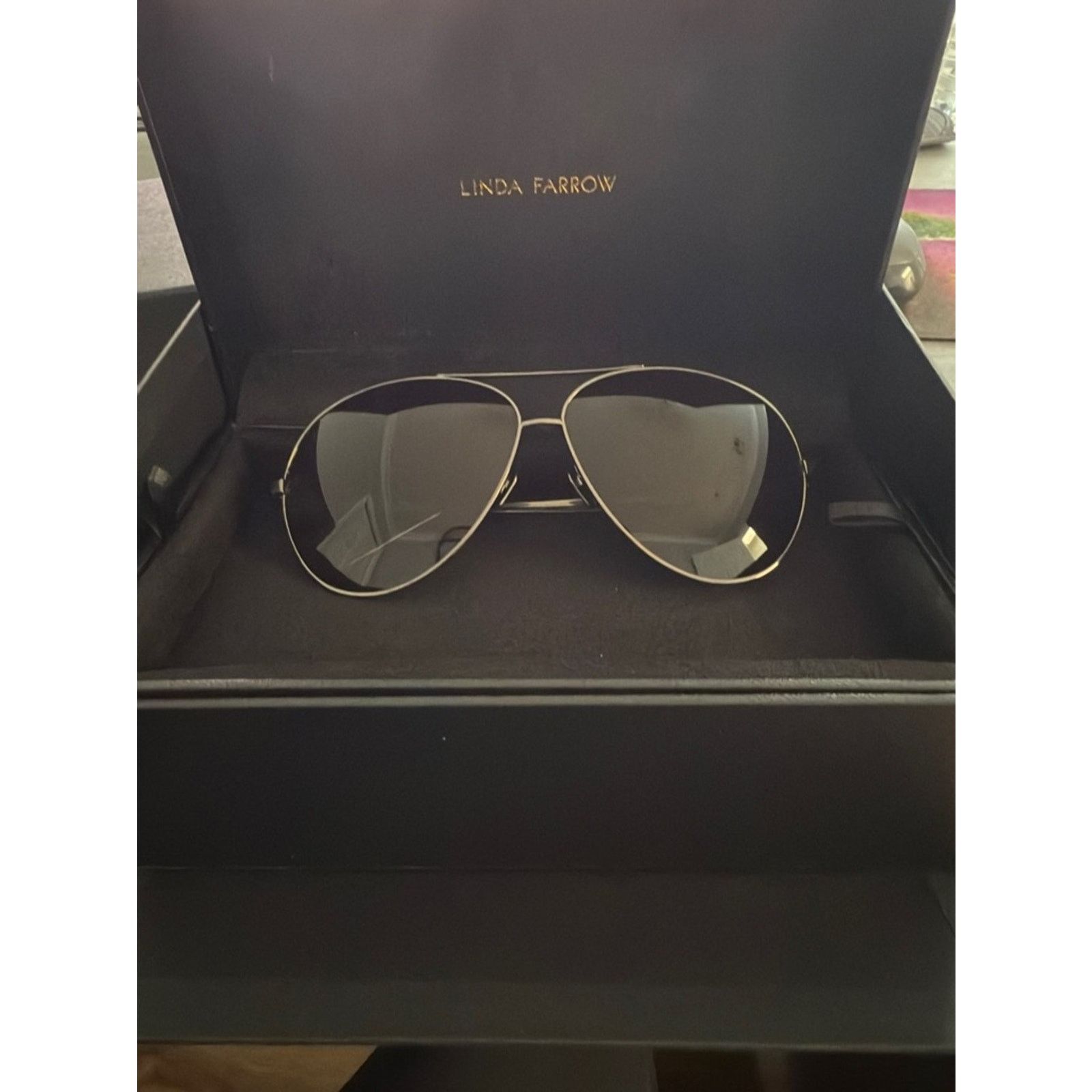Linda Farrow Linda Farrow Sunglasses Silver Aviator LFL/398/4 Titanium Size ONE SIZE - 1 Thumbnail