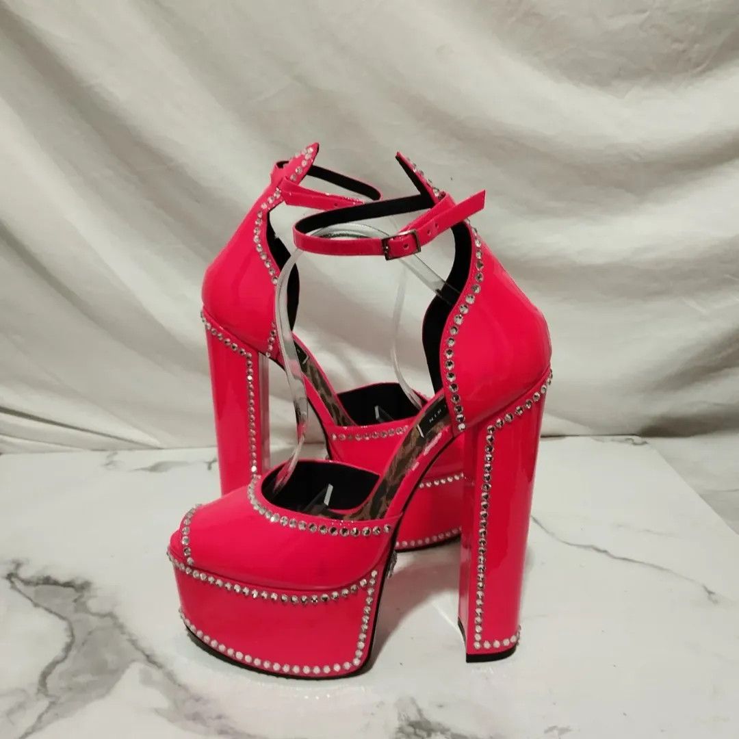 Philipp Plein Philipp Plein 120mm Cryst-Embelished Pink Platform Size US 9 / IT 39 - 4 Thumbnail