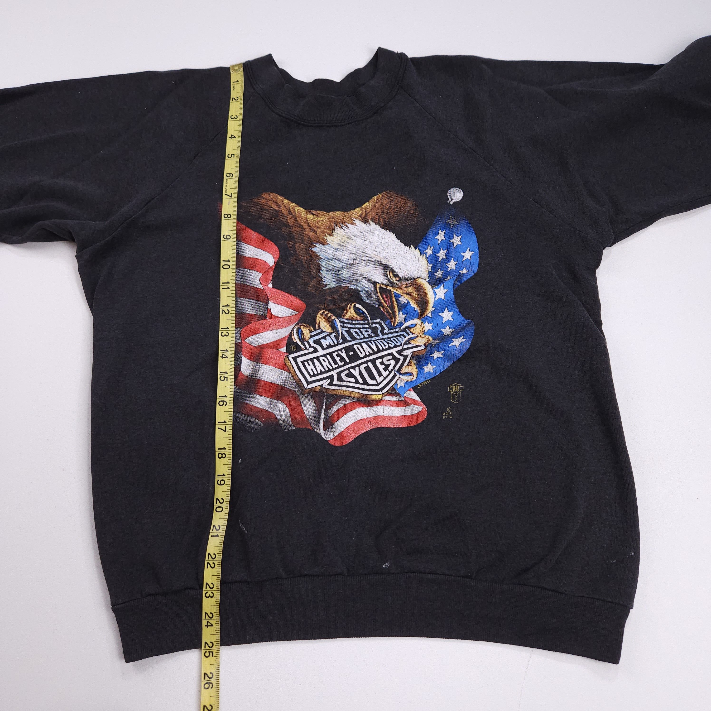 Harley 3d Emblem Bald Eagle American Flag Sweatshirt L