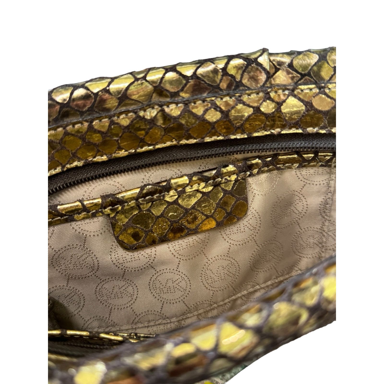 Michael Kors Michael Kors Daria Gold snakeskin purse clutch handbag Size ONE SIZE - 6 Thumbnail