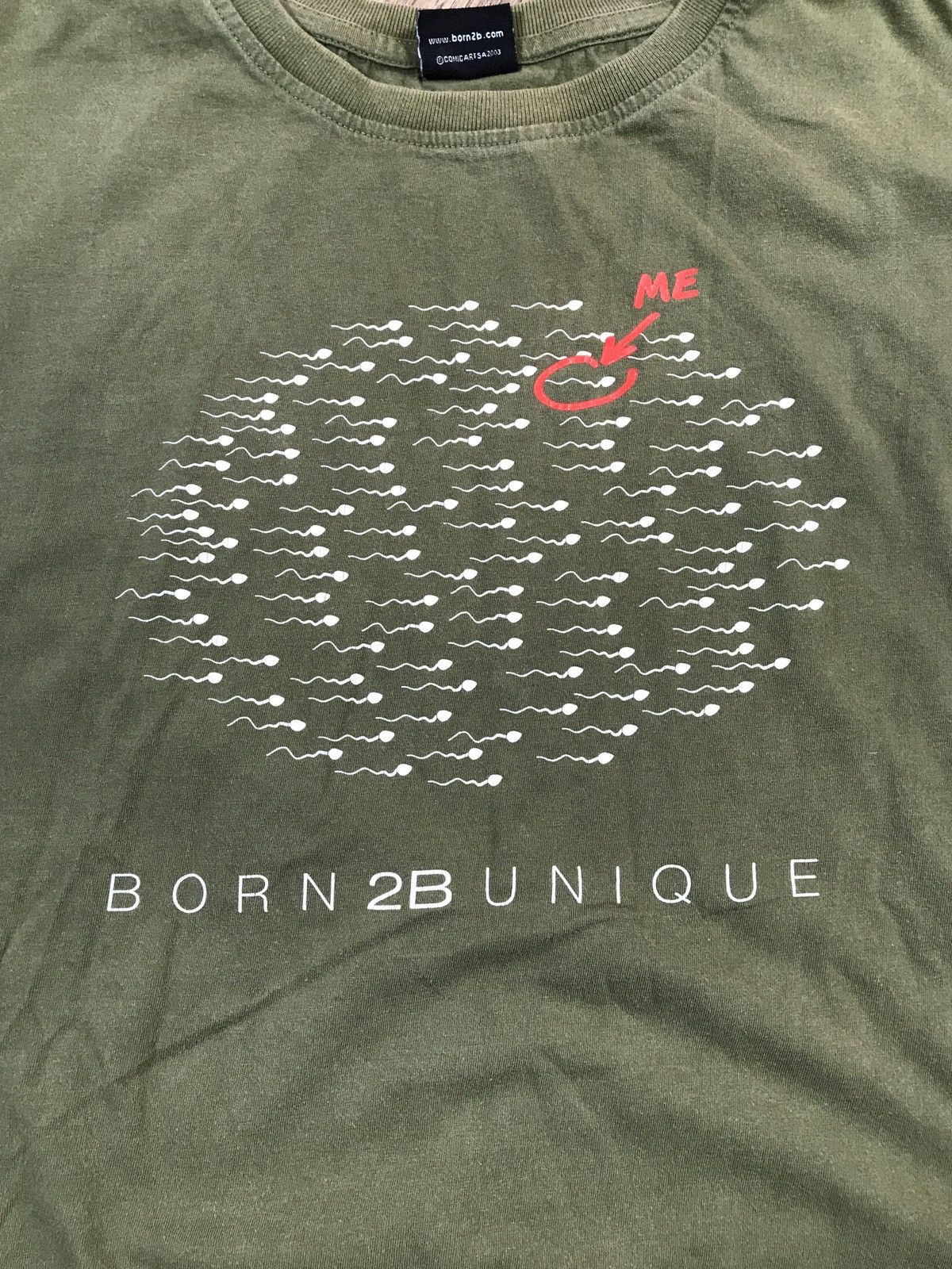 Japanese Brand × Vintage Vintage Born 2B Unique Me Sperm Y2K T Shirt Size US XL / EU 56 / 4 - 2 Thumbnail