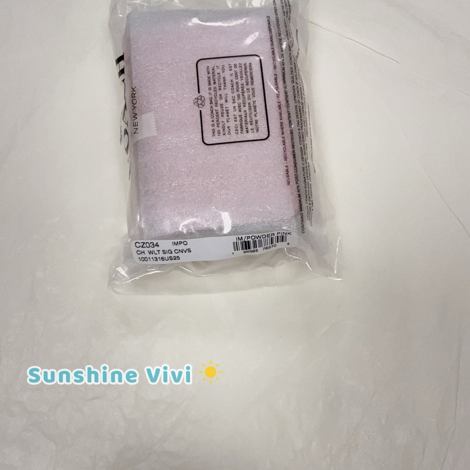 NWT Coach Card Holder Wallet Signature CZ034 Powder Pink