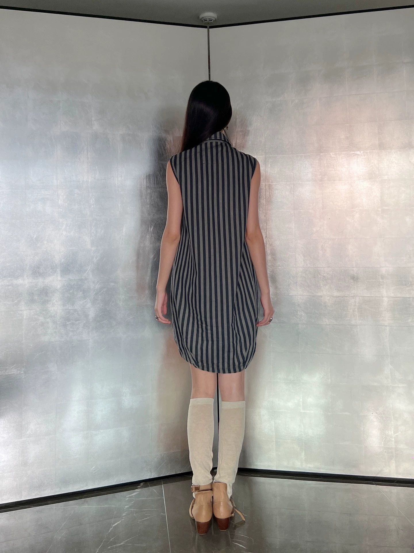 Vintage Vintage Italian Lapel Irregular Stripe Denim Dress XS Size XS / US 0-2 / IT 36-38 - 6 Thumbnail