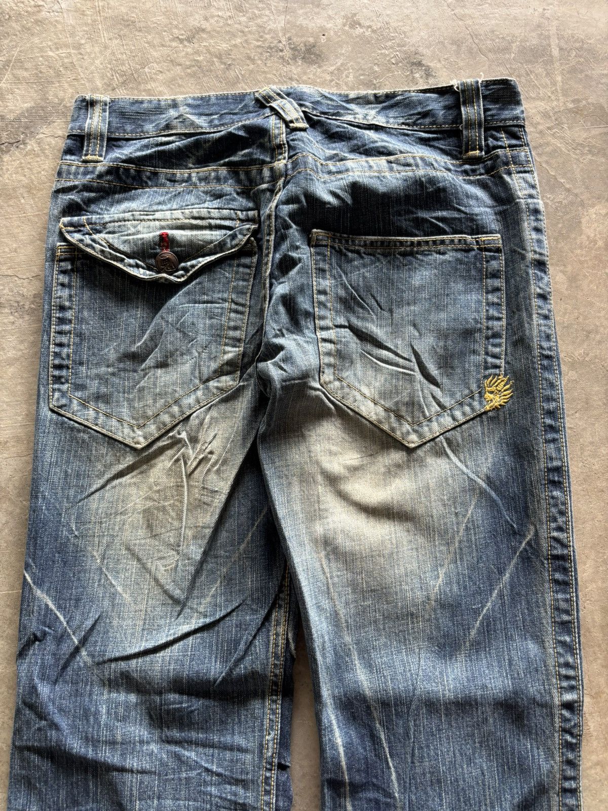 Karakuri Tamashii ONIARAI JAPANESE DENIM washed whiskered mud rusty style Size US 31 - 13 Thumbnail