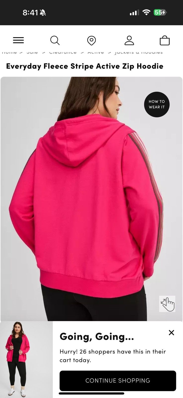 Torrid Everyday Fleece Stripe Active Zip Hoodie Size 3XL / US 20-22 - 4 Thumbnail
