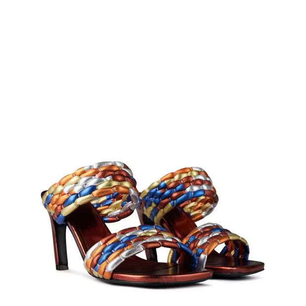 Dries Van Noten o1g2r1mq1024 Leather Woven Mules in Multicolor Size US 7 / IT 37 - 3 Thumbnail