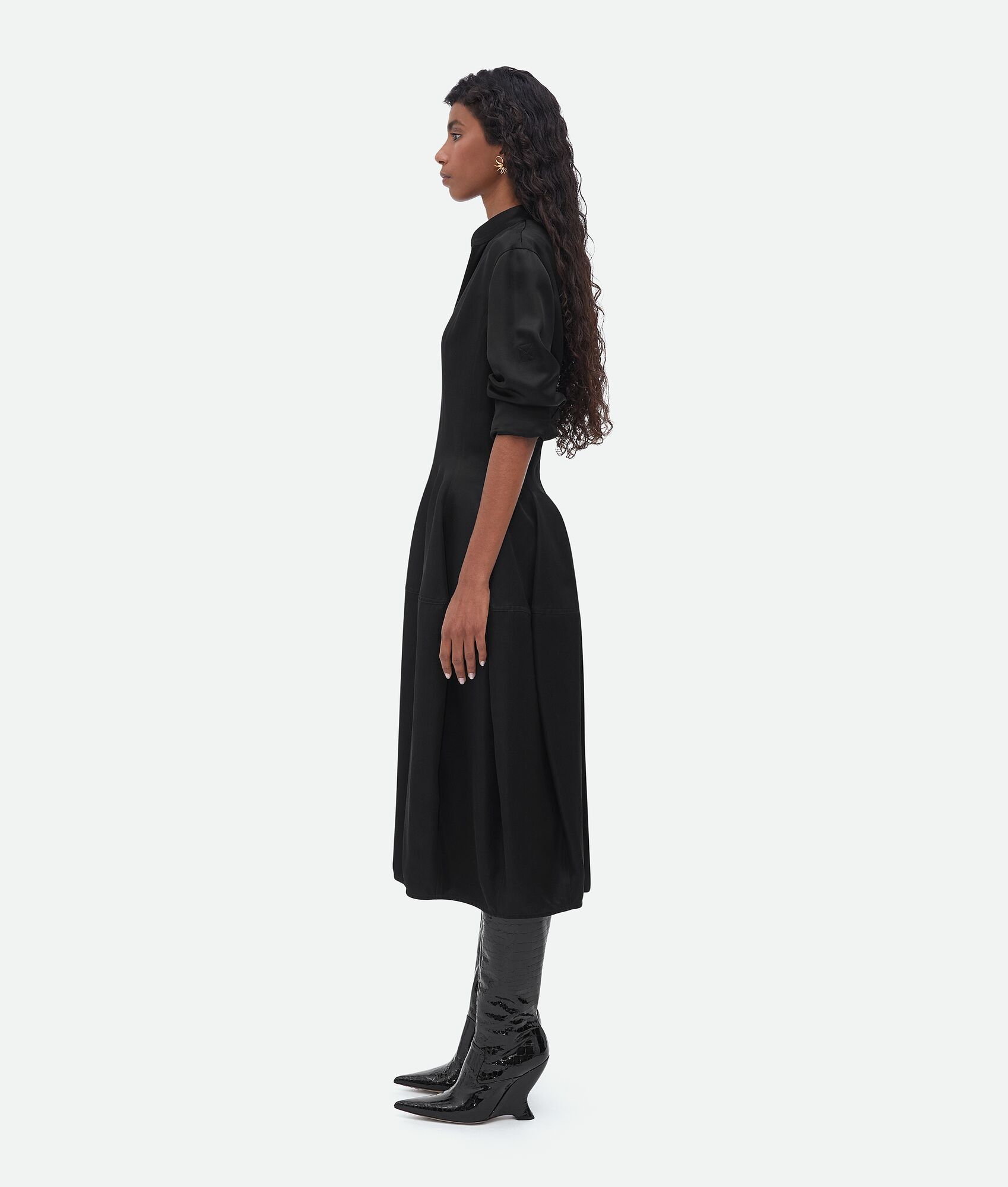 Bottega Veneta o1bcso1str0225 Silk Twill Dress in Black Size M / US 6-8 / IT 42-44 - 2 Thumbnail