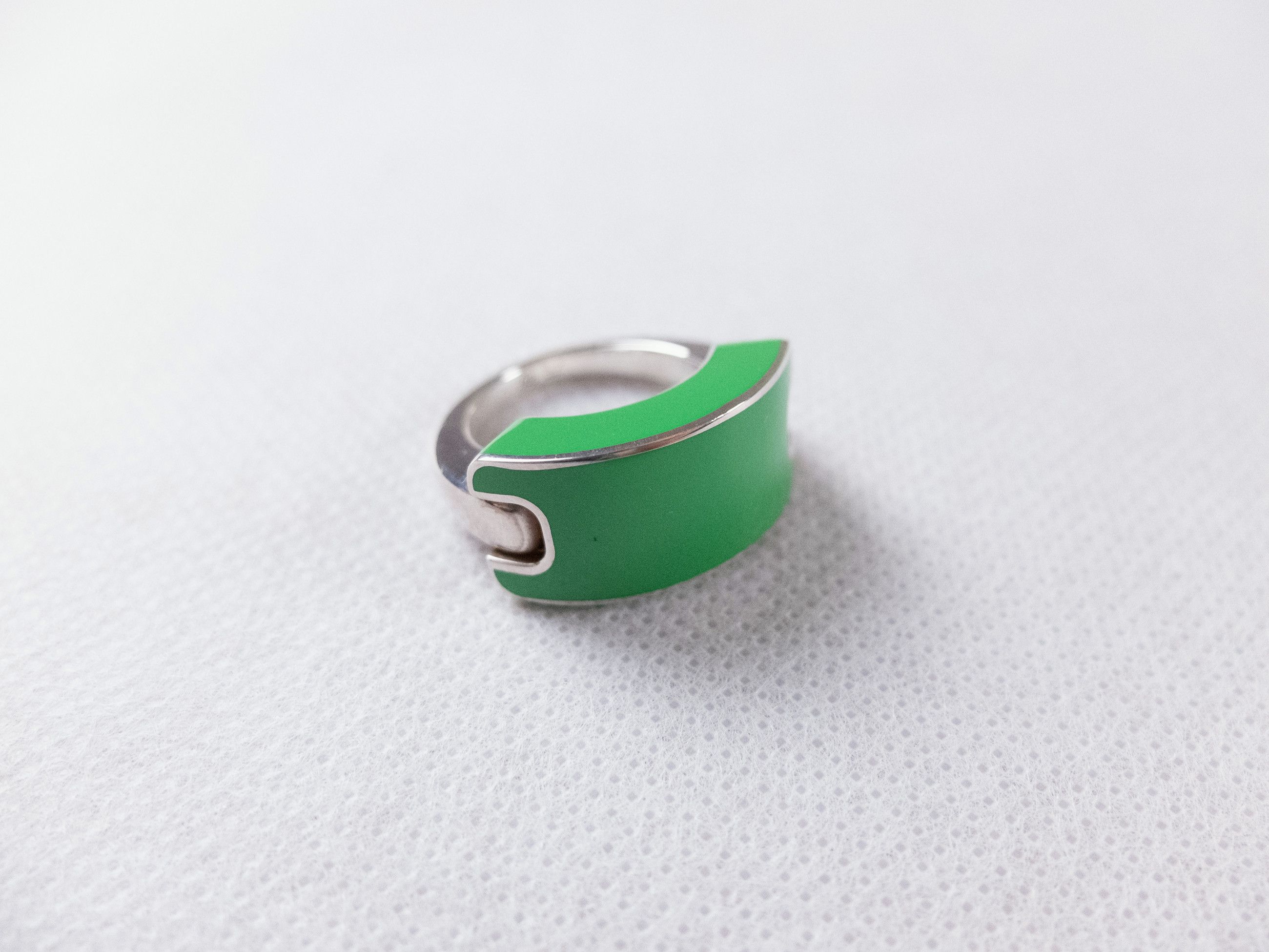 Bottega Veneta BOTTEGA VENETA ID green Sterling silver chunky ring 9 19 q Size ONE SIZE - 3 Thumbnail
