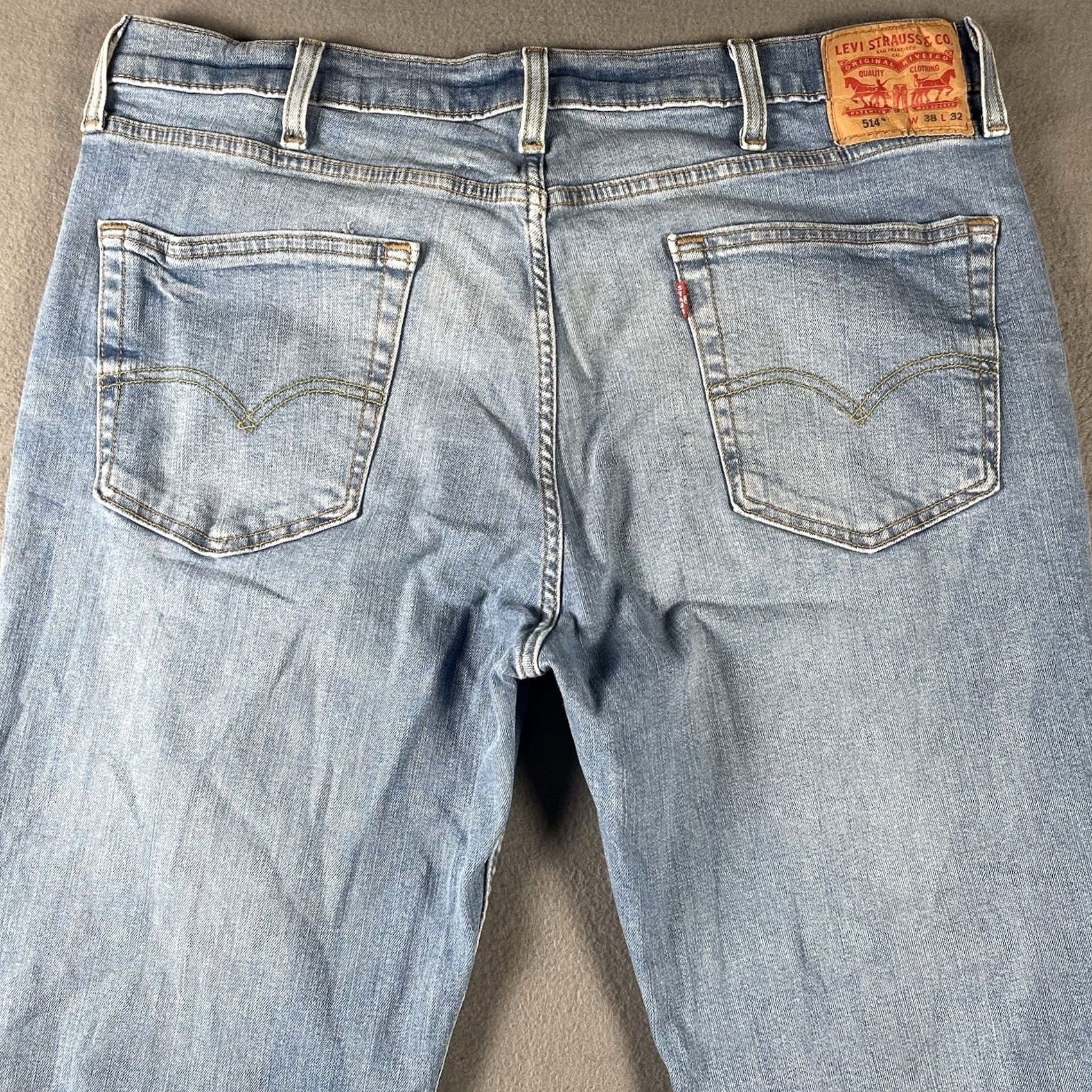 Levi's Levi's 514 Jeans Men 38x32 Light Blue Wash Distressed Straight Leg Jeans Regular Denim 5-Pocket USA 90s Grunge Rock Cowboy Vintage: No Men Size US 38 / EU 54 - 3 Thumbnail