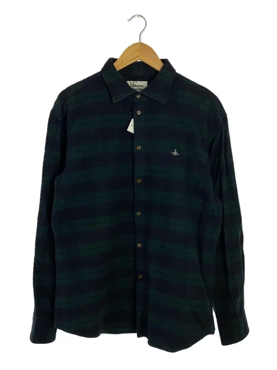 image of Vivienne Westwood Plaid Orb Button Shirt in Green, Men's (Size Medium)