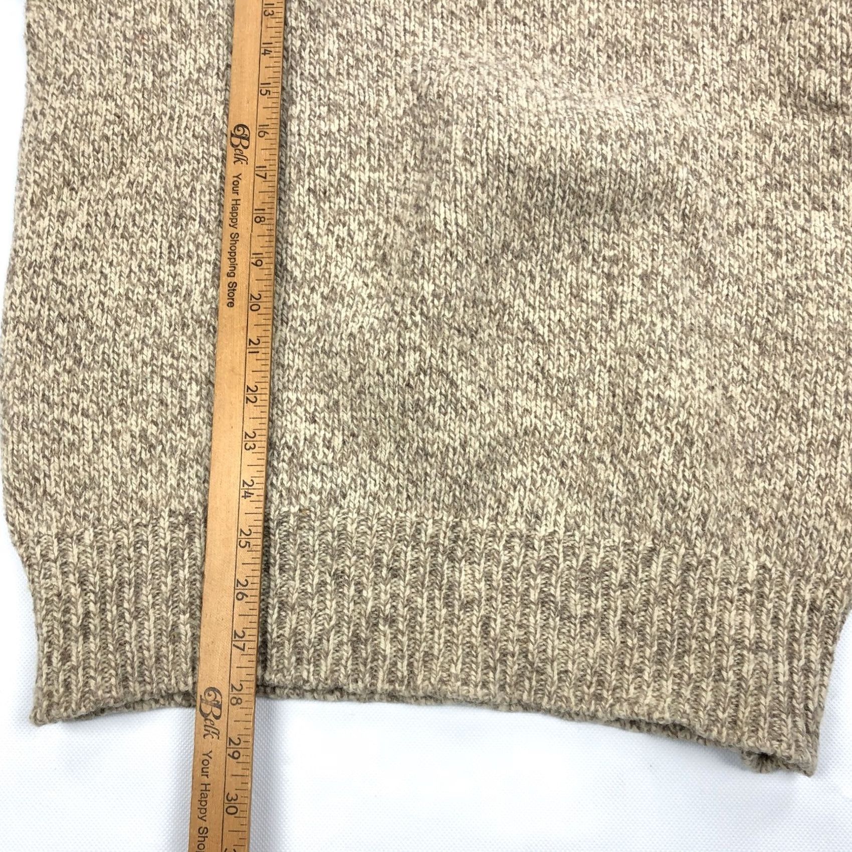 Lands' End VINTAGE Lands' End Men XL Wool Blend Crew Neck Sweater Beige Heathered 80s Pullover Knit Ribbed Cuffs Hem Long Sleeve Casual Mens Size US XL / EU 56 / 4 - 4 Thumbnail