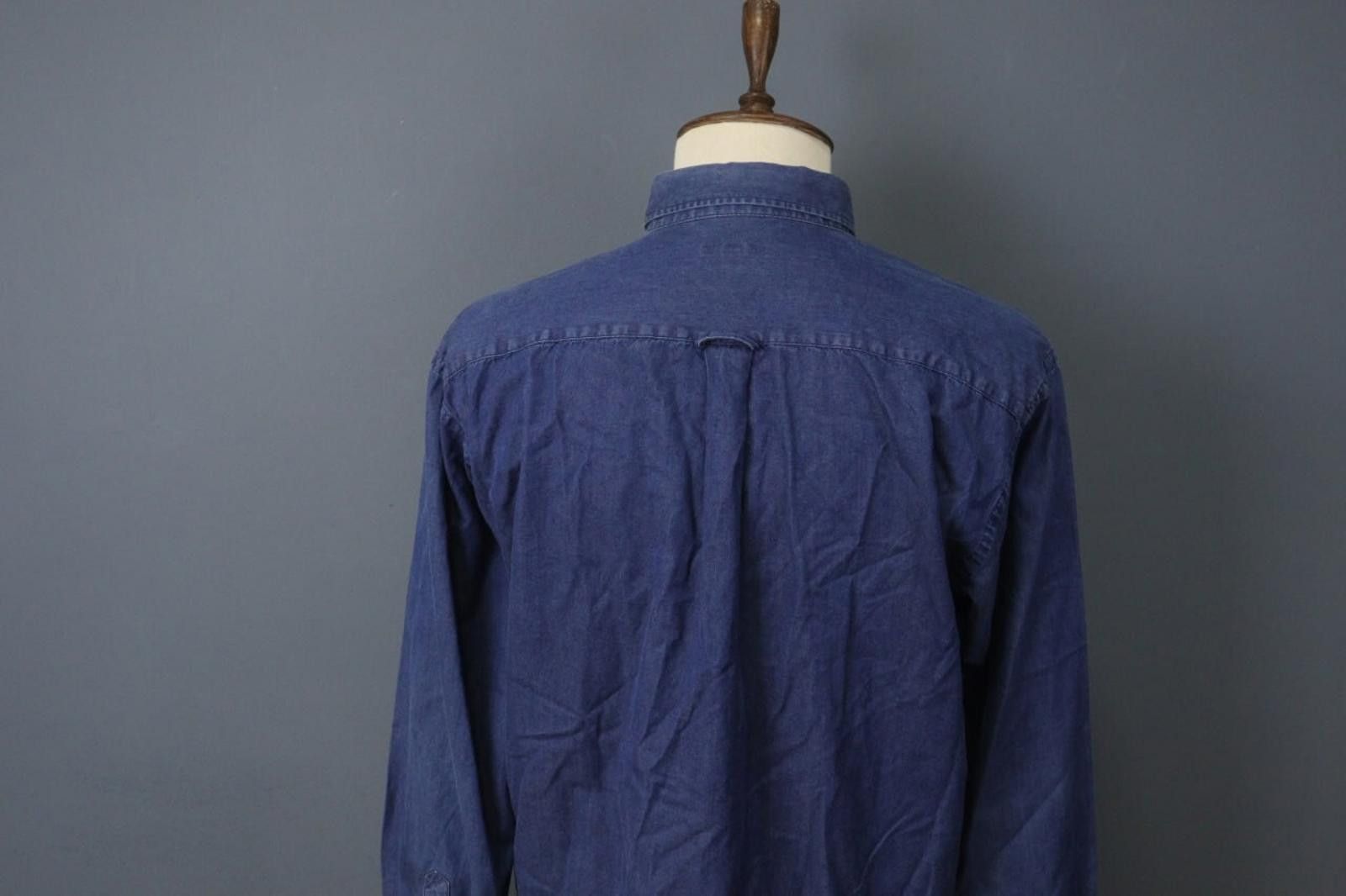 Designer Blueberry London Navy Lyocell Button Front Shirt Size XL Size US XL / EU 56 / 4 - 9 Thumbnail