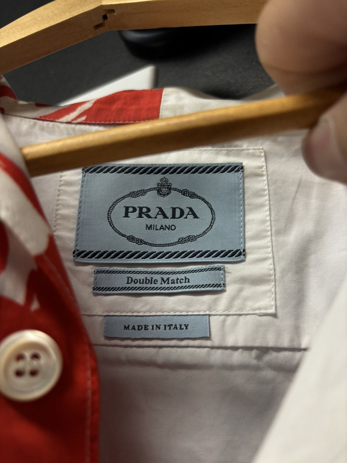 Prada Prada Double Match shirt red white Size US M / EU 48-50 / 2 - 6 Thumbnail