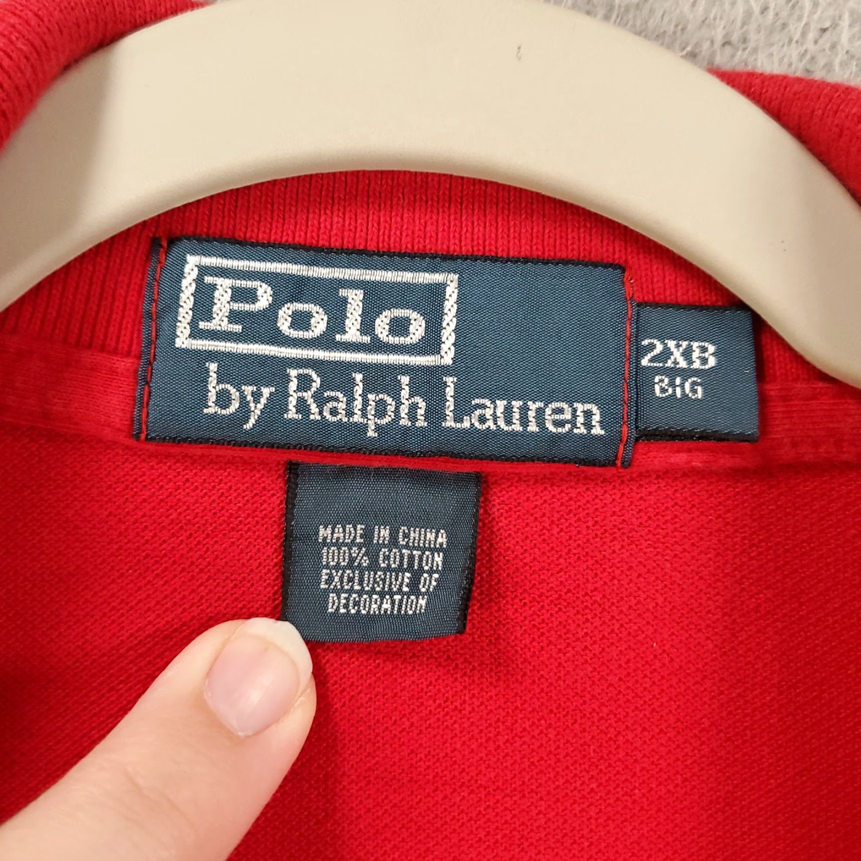 Polo Ralph Lauren VINTAGE Polo Ralph Lauren Shirt Big 2X Mens Red Long Sleeve Collared Polo 2XB Pullover Size US XXL / EU 58 / 5 - 7 Thumbnail