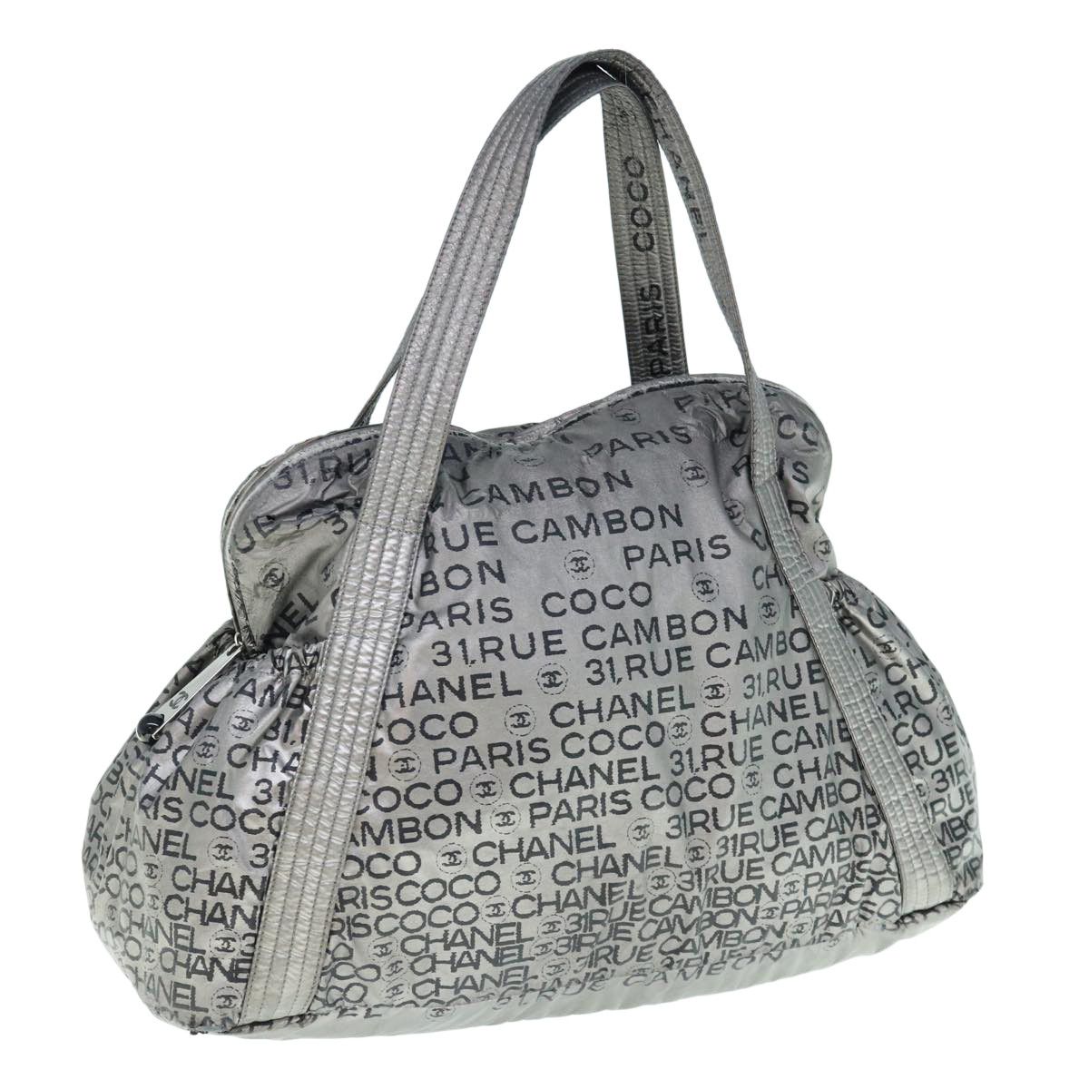 image of Chanel Unlimited Shoulder Bag Nylon Silver Cc Auth Yb486, Women's
