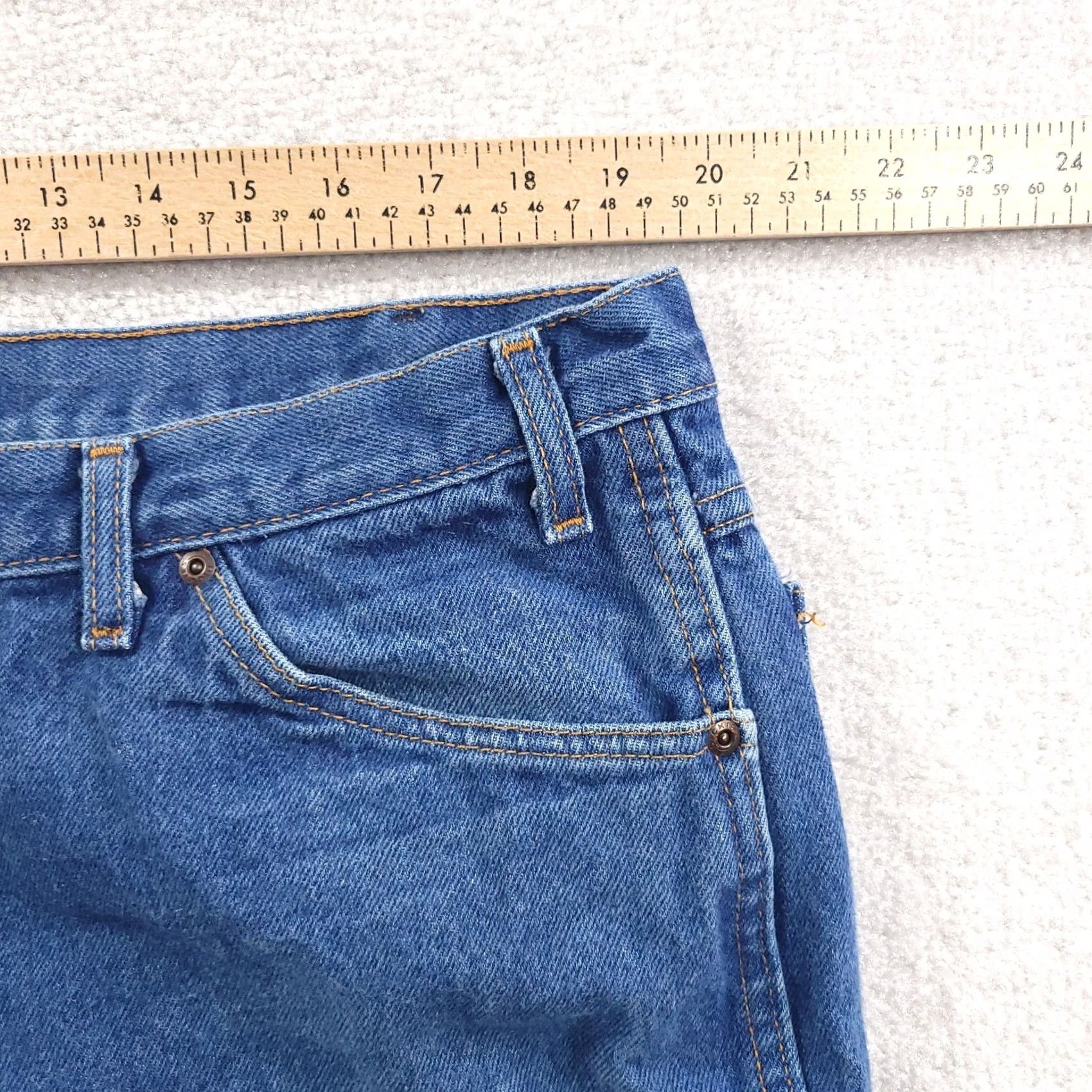 Dickies Dickies Jeans Mens 42 X 30 Blue Denim 100% Cotton Medium Wash Straight Leg Mens Jeans Regular Cotton Blue 5-Pocket Design Belt Loops 30in Inseam Size US 42 / EU 58 - 3 Thumbnail