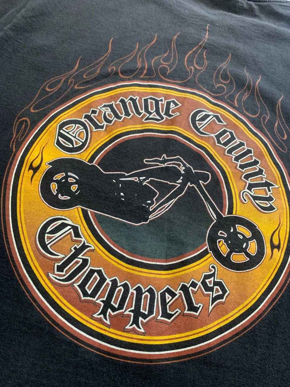 Vintage × West Coast Choppers Vintage Orange County Choppers Y2K Flame Faded Tee Shirt Size US L / EU 52-54 / 3 - 4 Thumbnail