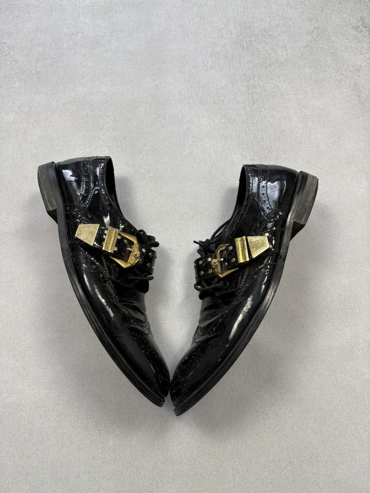 Versace Versace Vintage Black Patent Brogues Medusa Buckle Shoes 90s Size US 11 / EU 44 - 2 Thumbnail