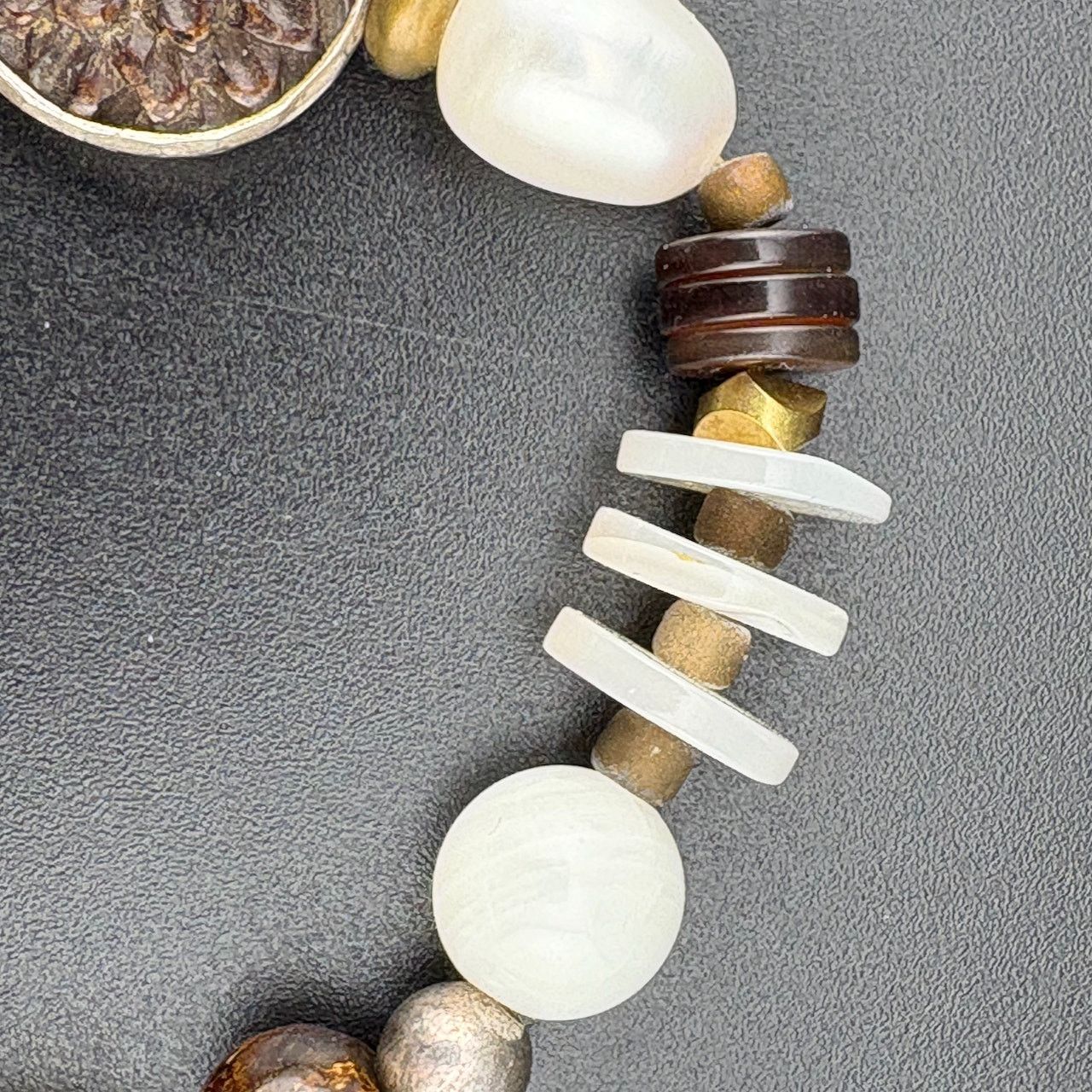 Other Silpada Sterling Silver Pearl Bronzite Stretch Bracelet Size ONE SIZE - 6 Thumbnail
