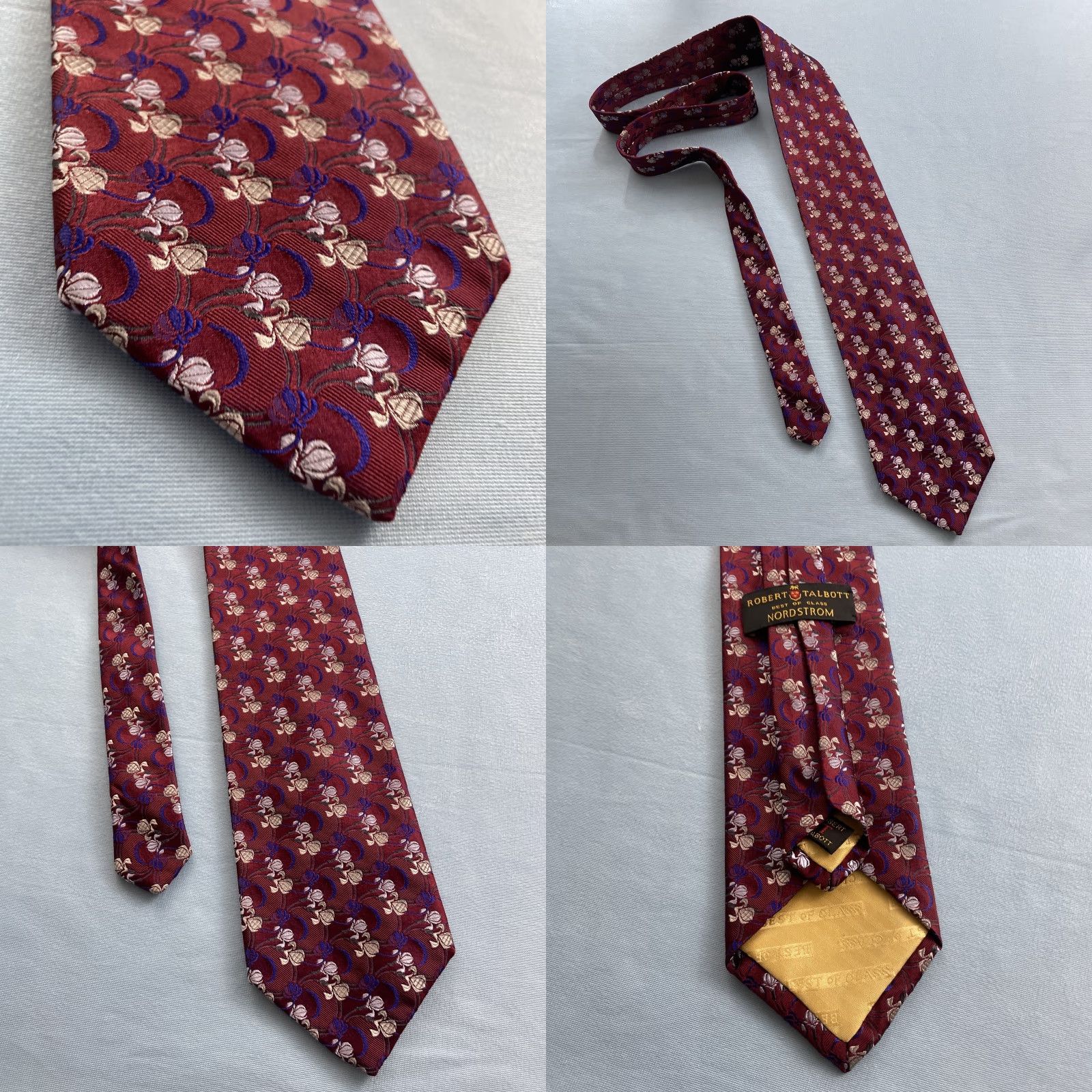 Robert Talbott VINTAGE Robert Talbott Best of Class Medallion Tie 100% Silk Made USA Red Blue Geometric Classic 57"-60" Men's Tie Size ONE SIZE - 8 Thumbnail