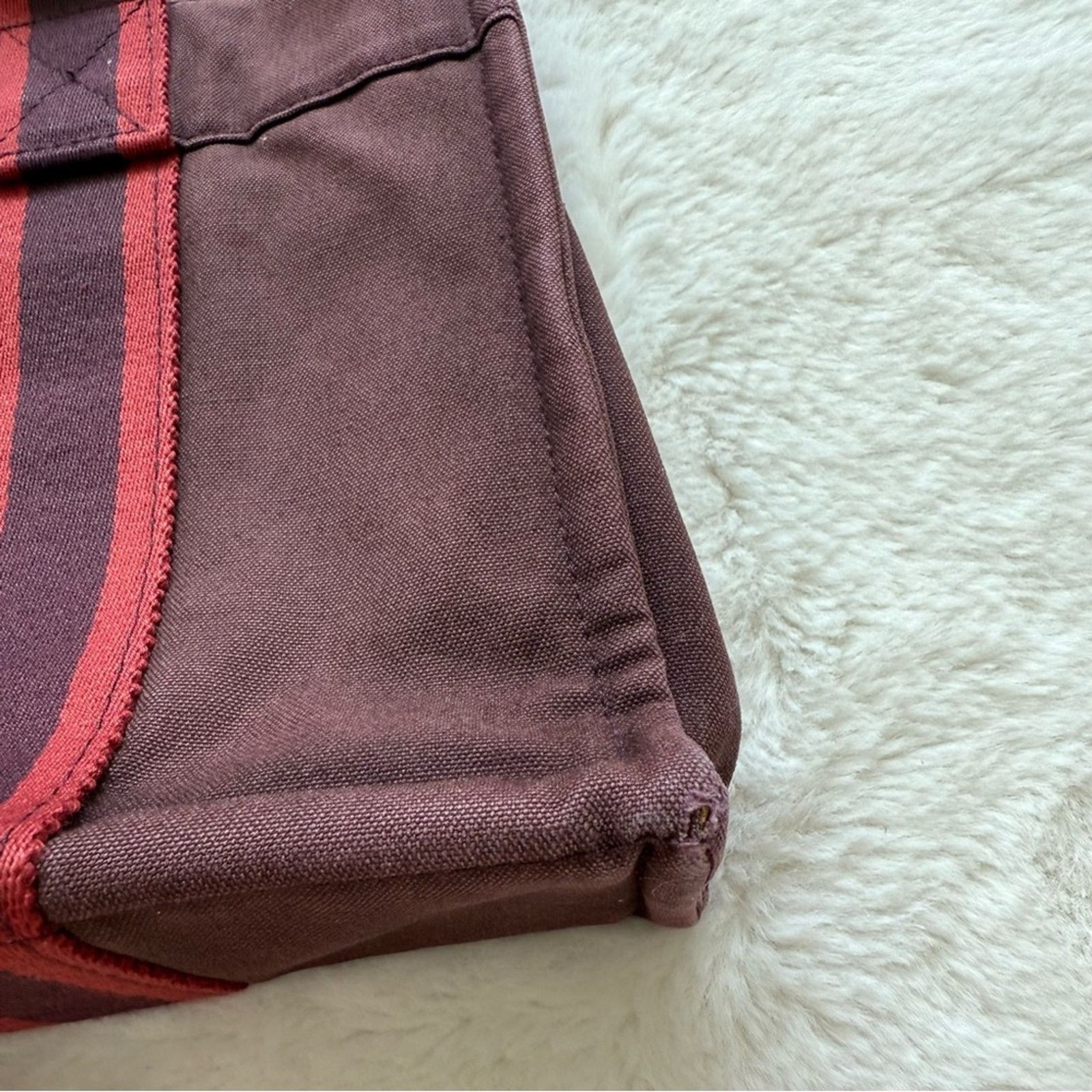 Hermes Hermès Fourre Tout Burgundy Canvas Tote Bag Authentic Size ONE SIZE - 6 Thumbnail